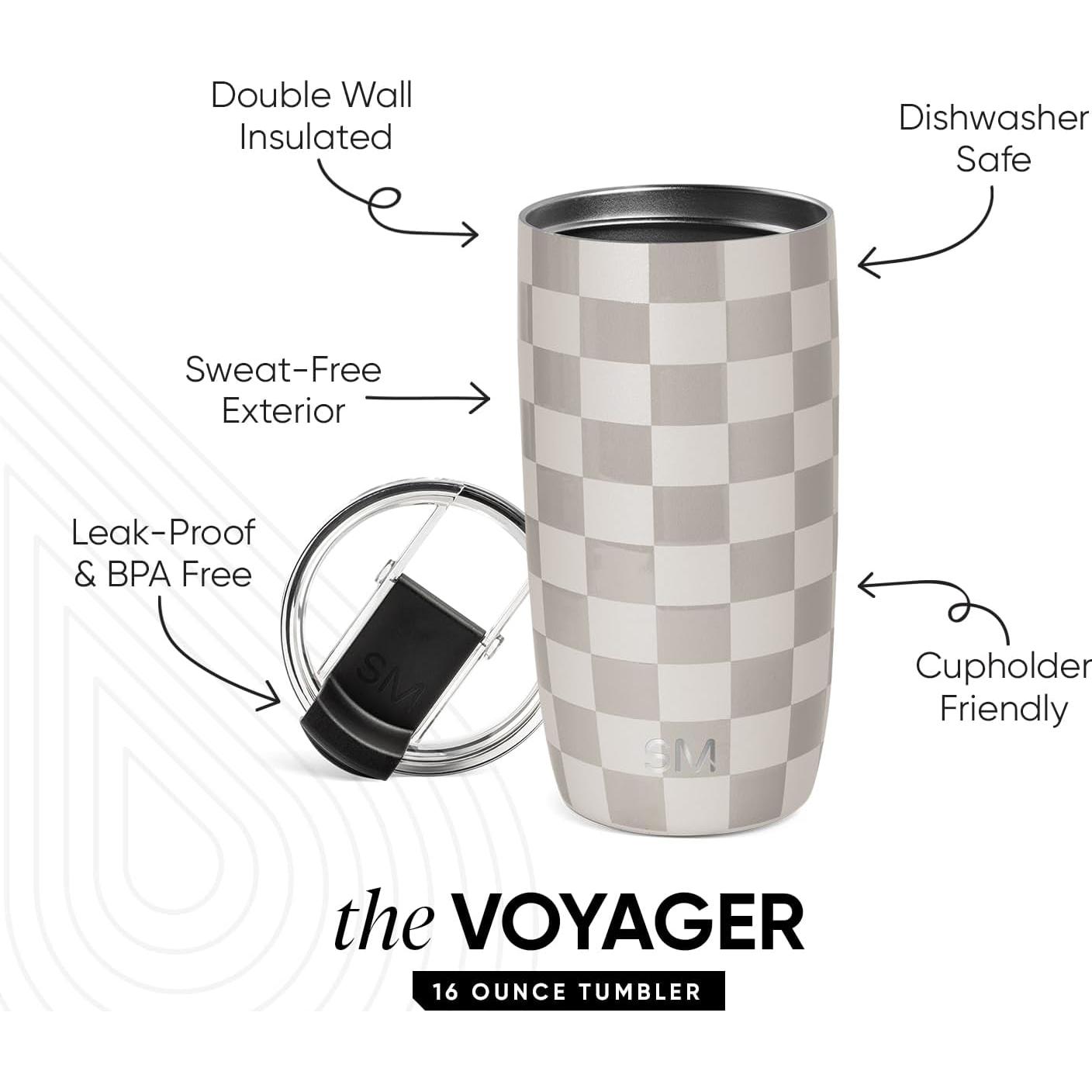 Taza de Viaje Simple Modern Voyager 16oz Acero Inoxidable Aislada