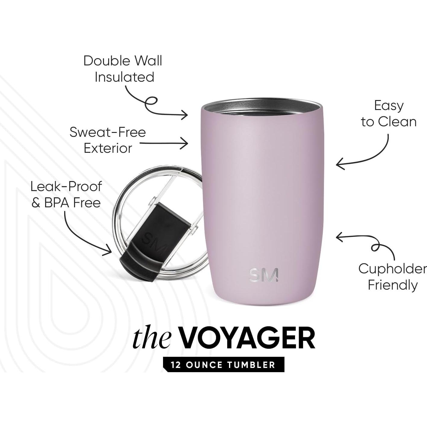 Taza de Viaje Simple Modern Voyager 12oz Aislada Neblina Lavanda