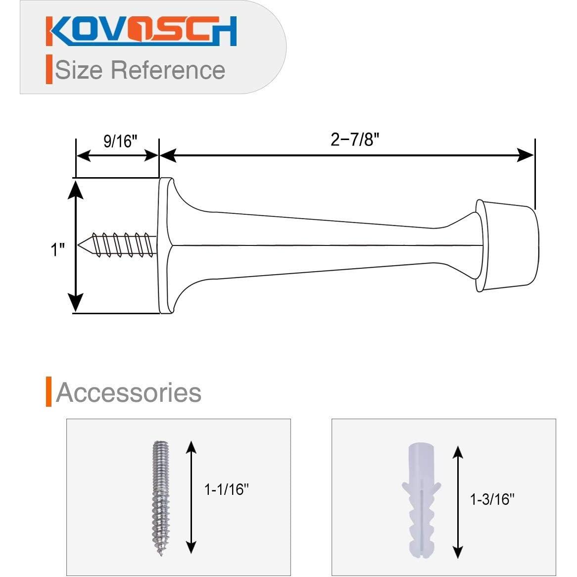 2 Paradas de Puerta KOVOSCH Rígidas con Puntas de Goma, Negro