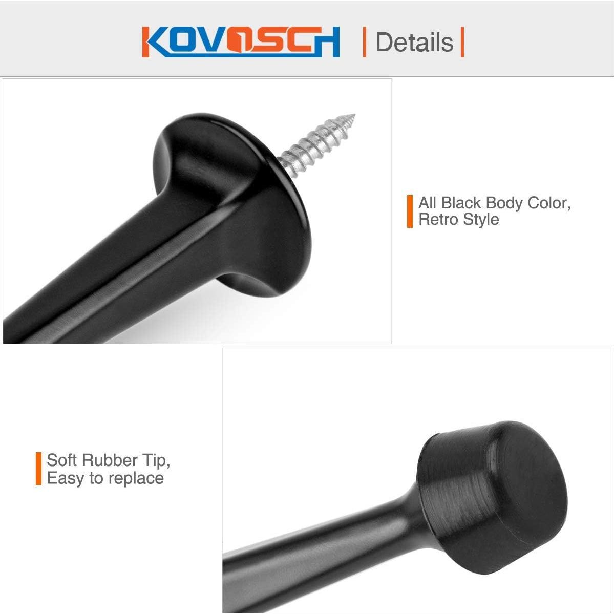 2 Paradas de Puerta KOVOSCH Rígidas con Puntas de Goma, Negro