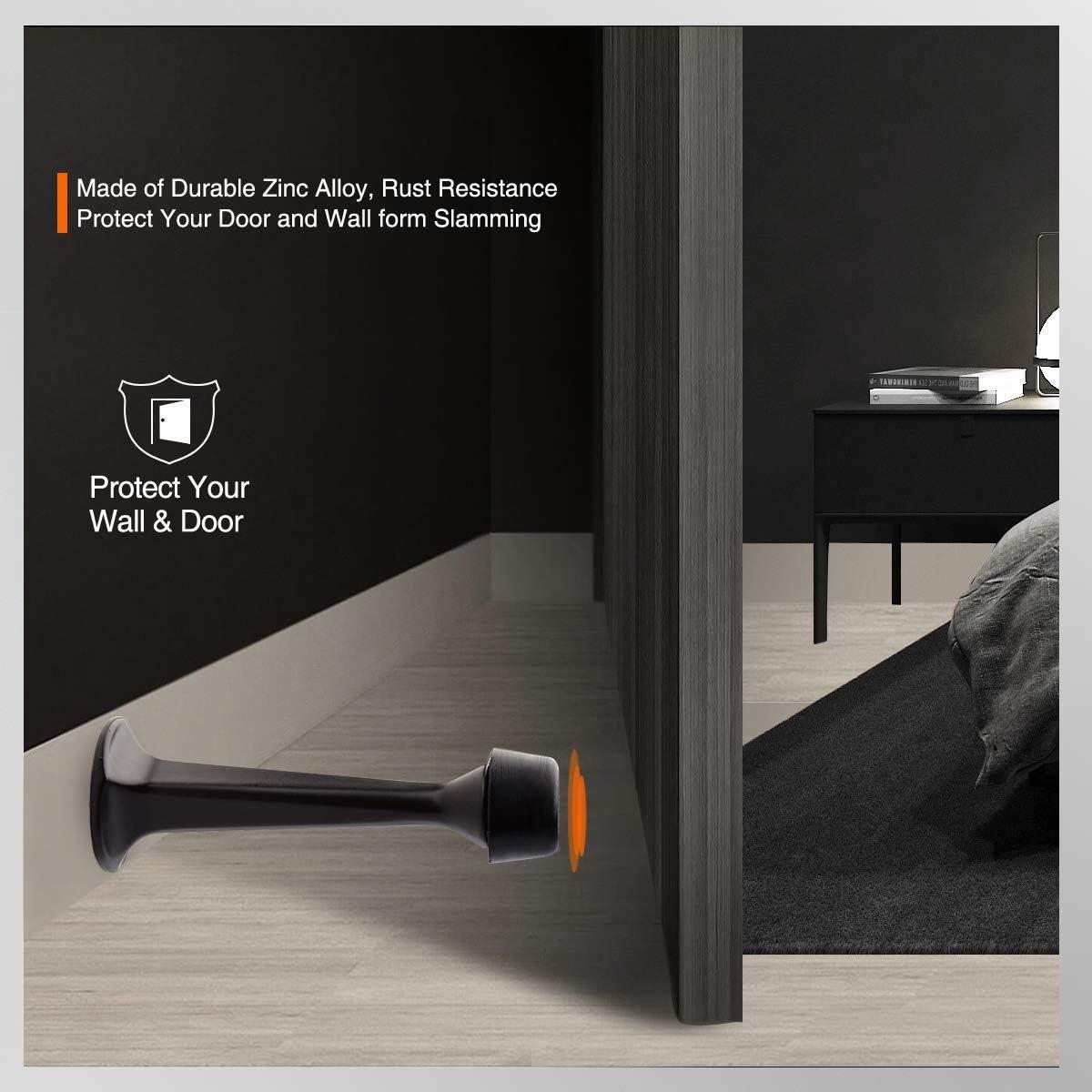 2 Paradas de Puerta KOVOSCH Rígidas con Puntas de Goma, Negro