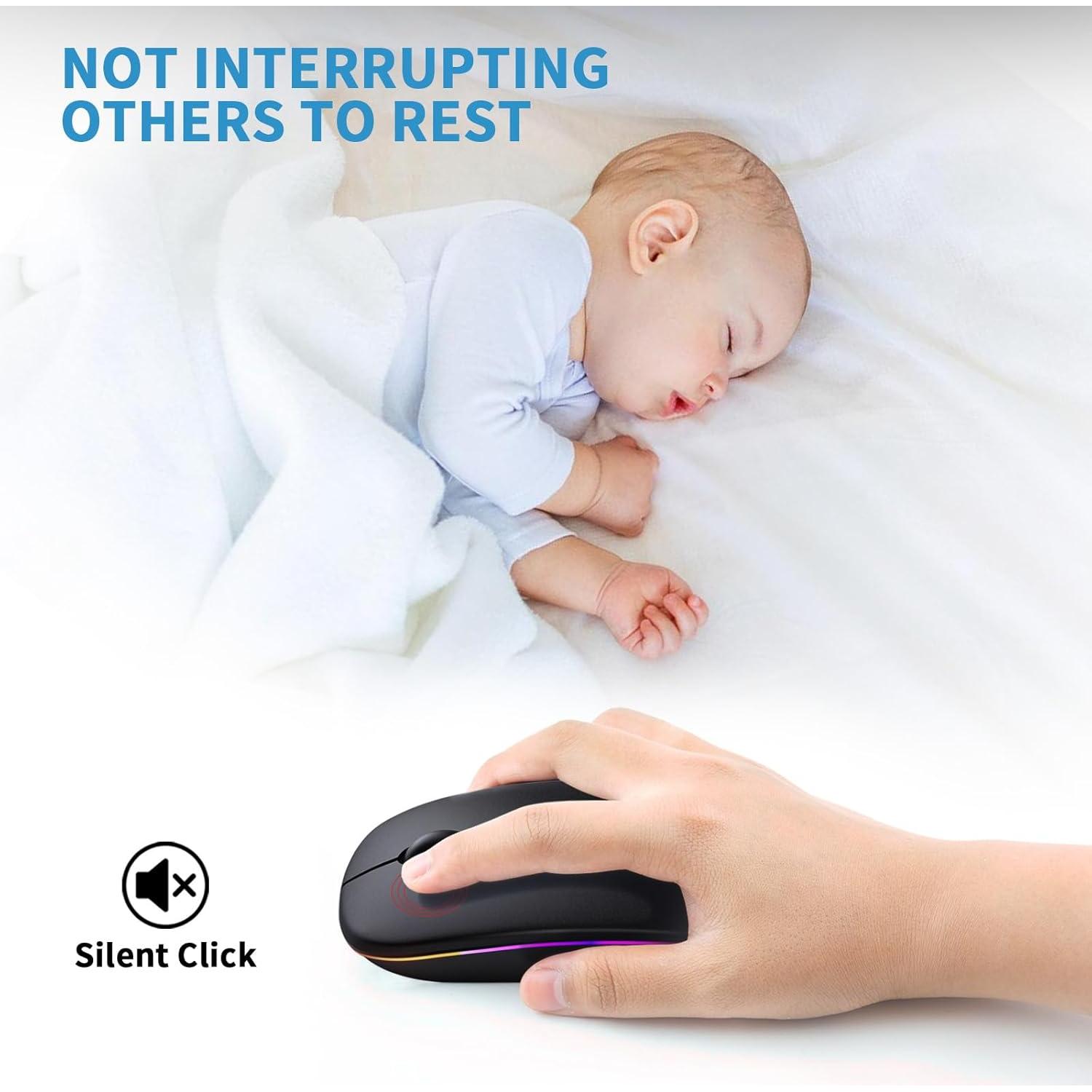 Ratón Inalámbrico Bluetooth Afaartcci Recargable Negro