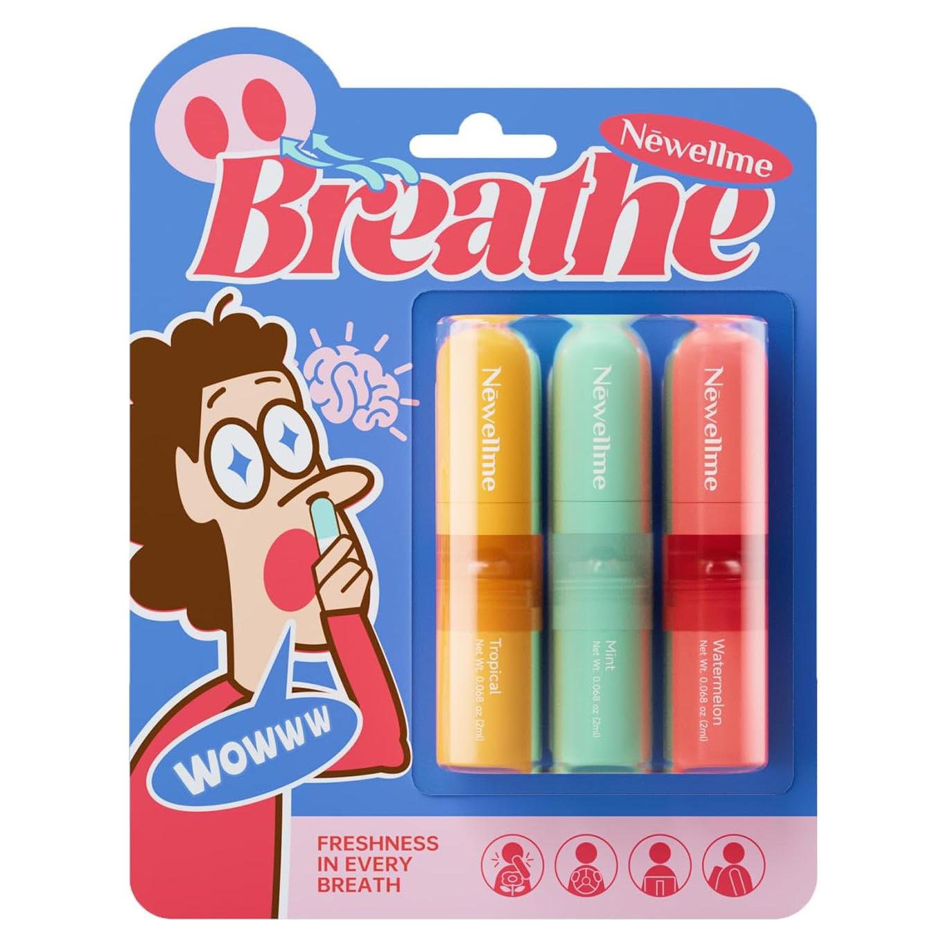 Bastón Nasal Aromaterapia NEWELLME - 3 Aromas Refrescantes