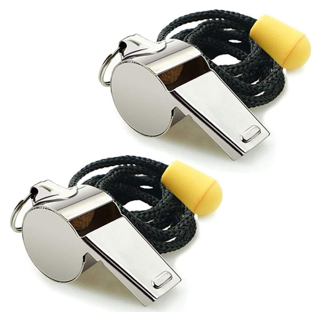 Silbato Deportivo Acero Inoxidable Hipat - 2 Piezas con Cordón