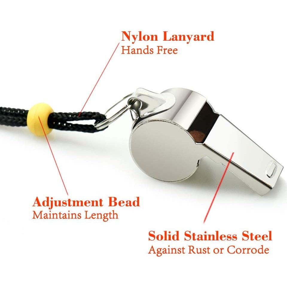 Silbato Deportivo Acero Inoxidable Hipat - 2 Piezas con Cordón