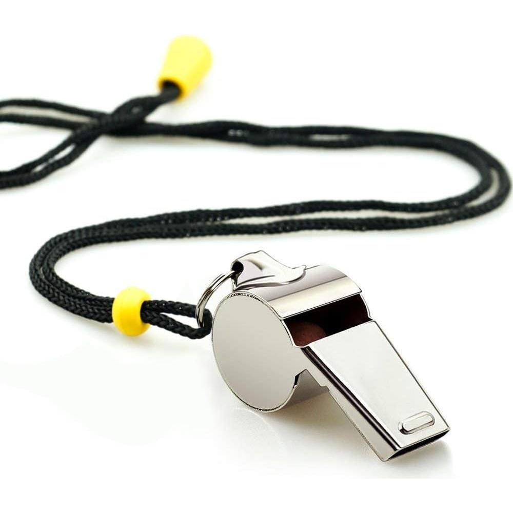 Silbato Deportivo Acero Inoxidable Hipat - 2 Piezas con Cordón