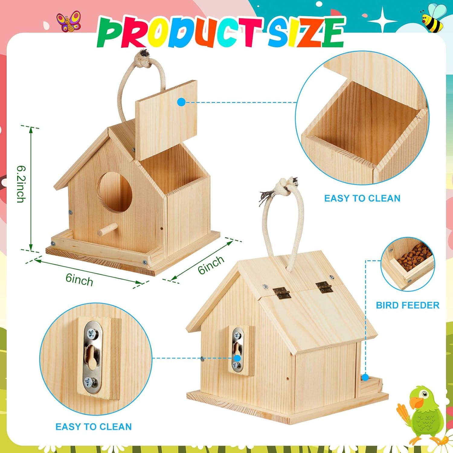Kit Casa para Aves de Madera Liliful DIY con Pinturas y Pinceles