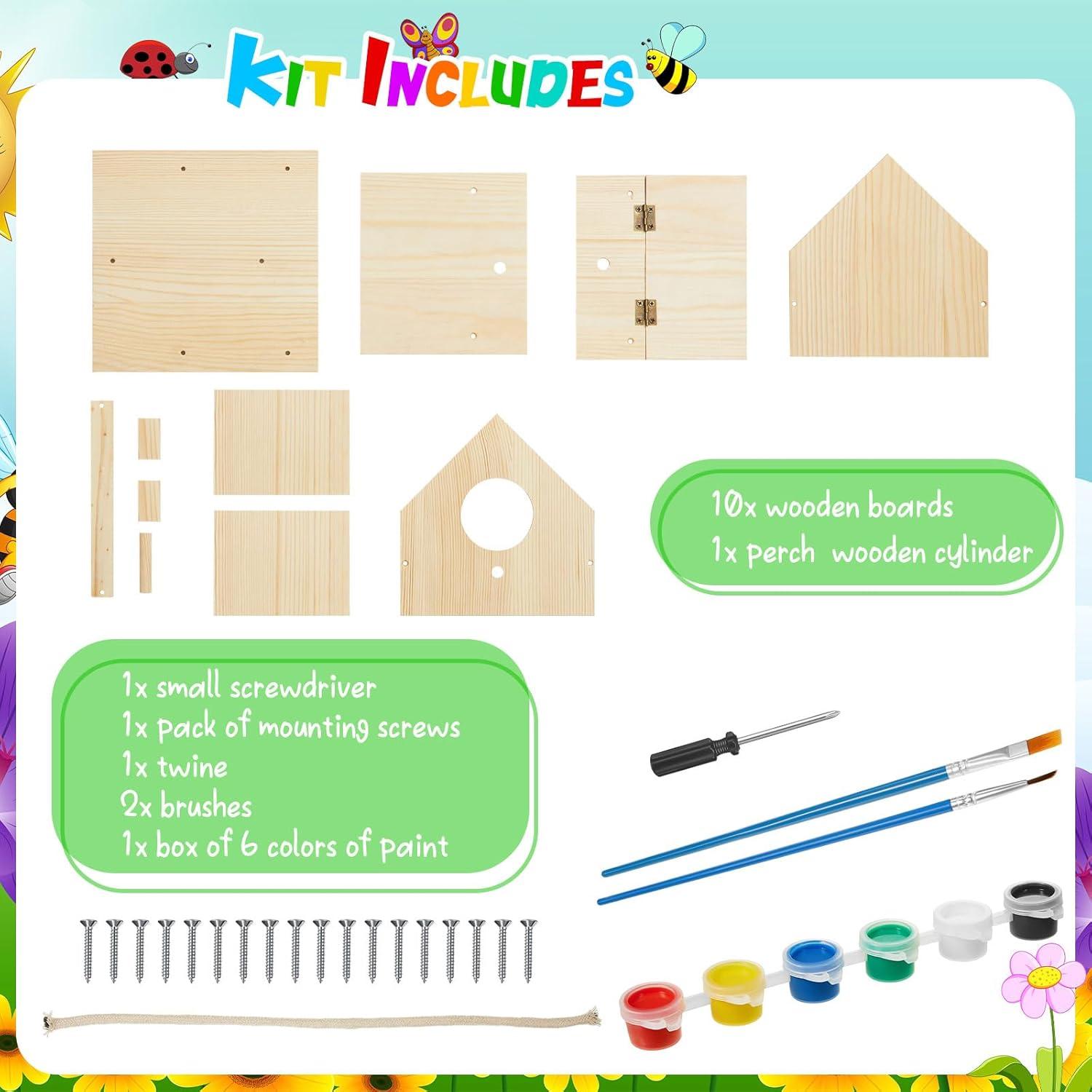 Kit Casa para Aves de Madera Liliful DIY con Pinturas y Pinceles