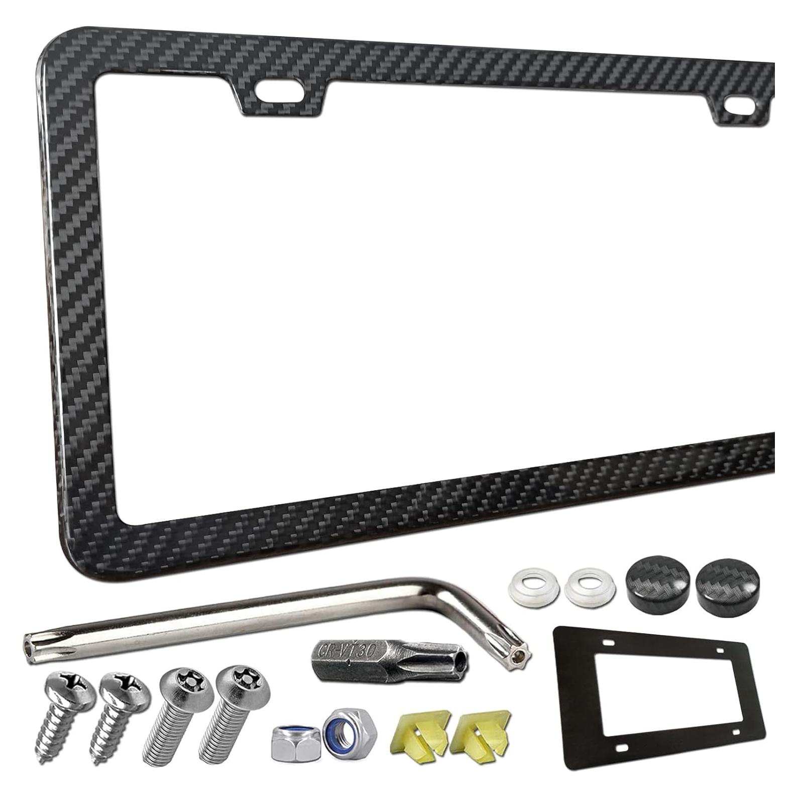 Marco de Placa de Licencia ZXFOOG de Fibra de Carbono 2 Agujeros