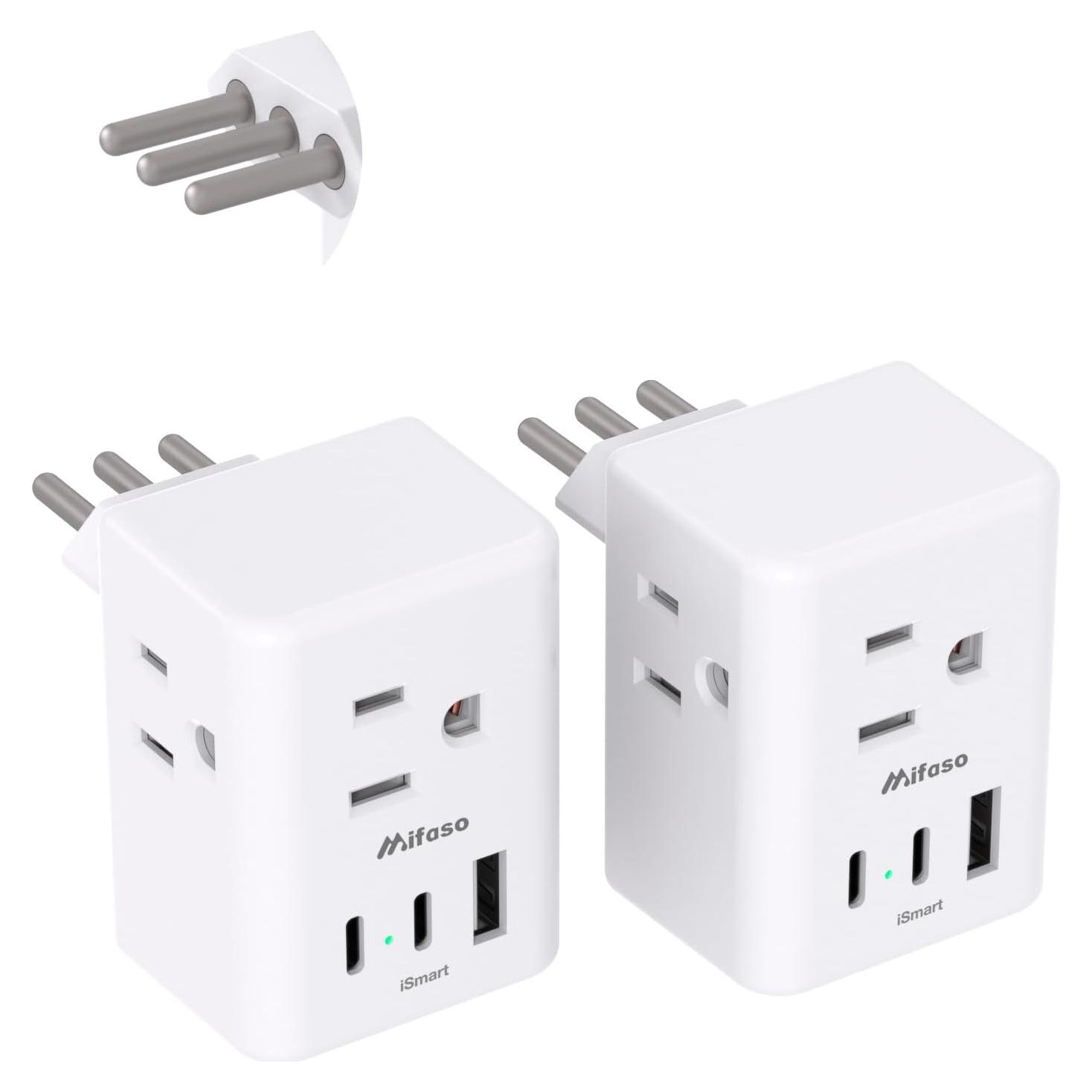 Adaptador de Enchufe de Viaje Tipo L MIFASOPOWER 2 Pack