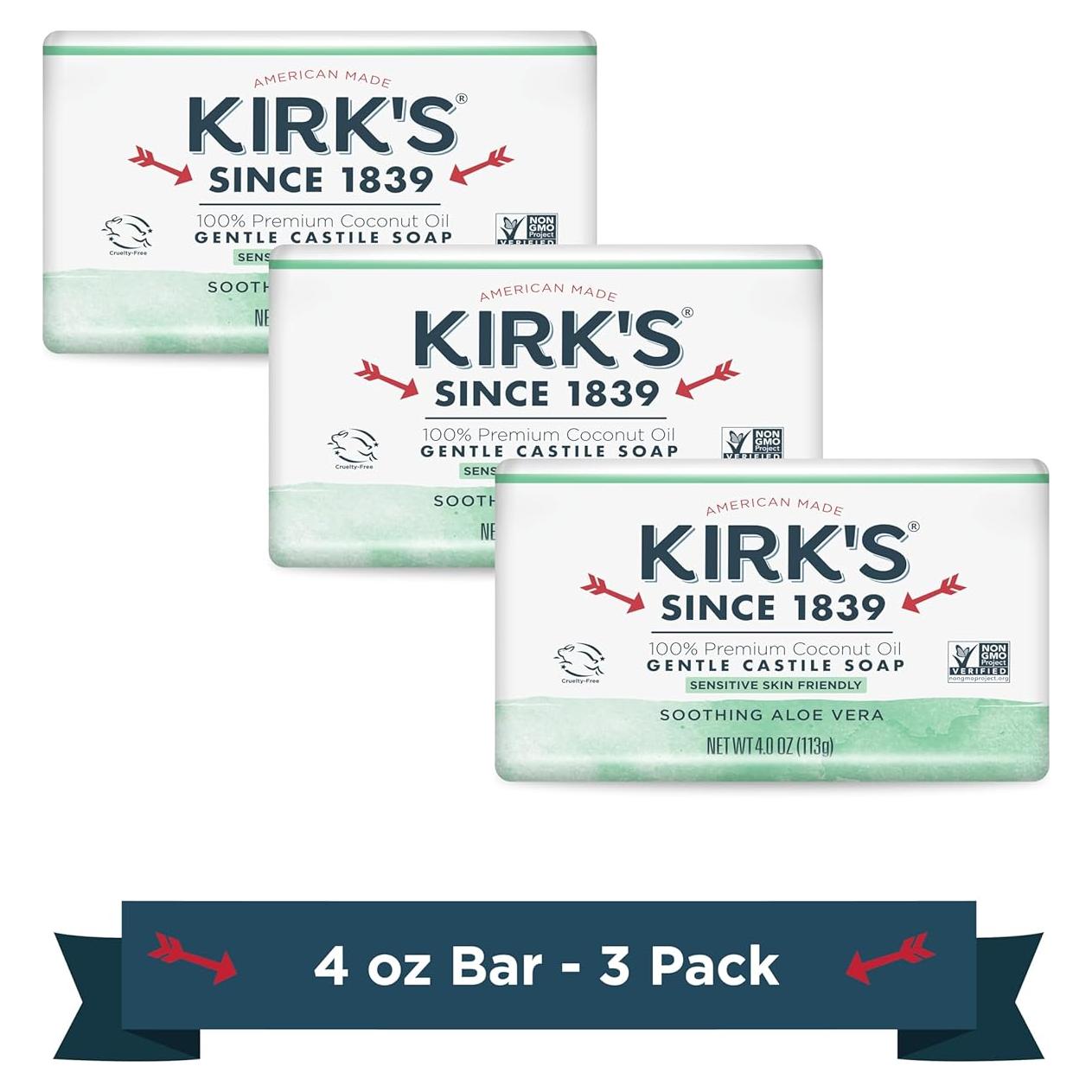 Jabón de Castile Kirk's Natural Coco y Aloe Vera 3x113g