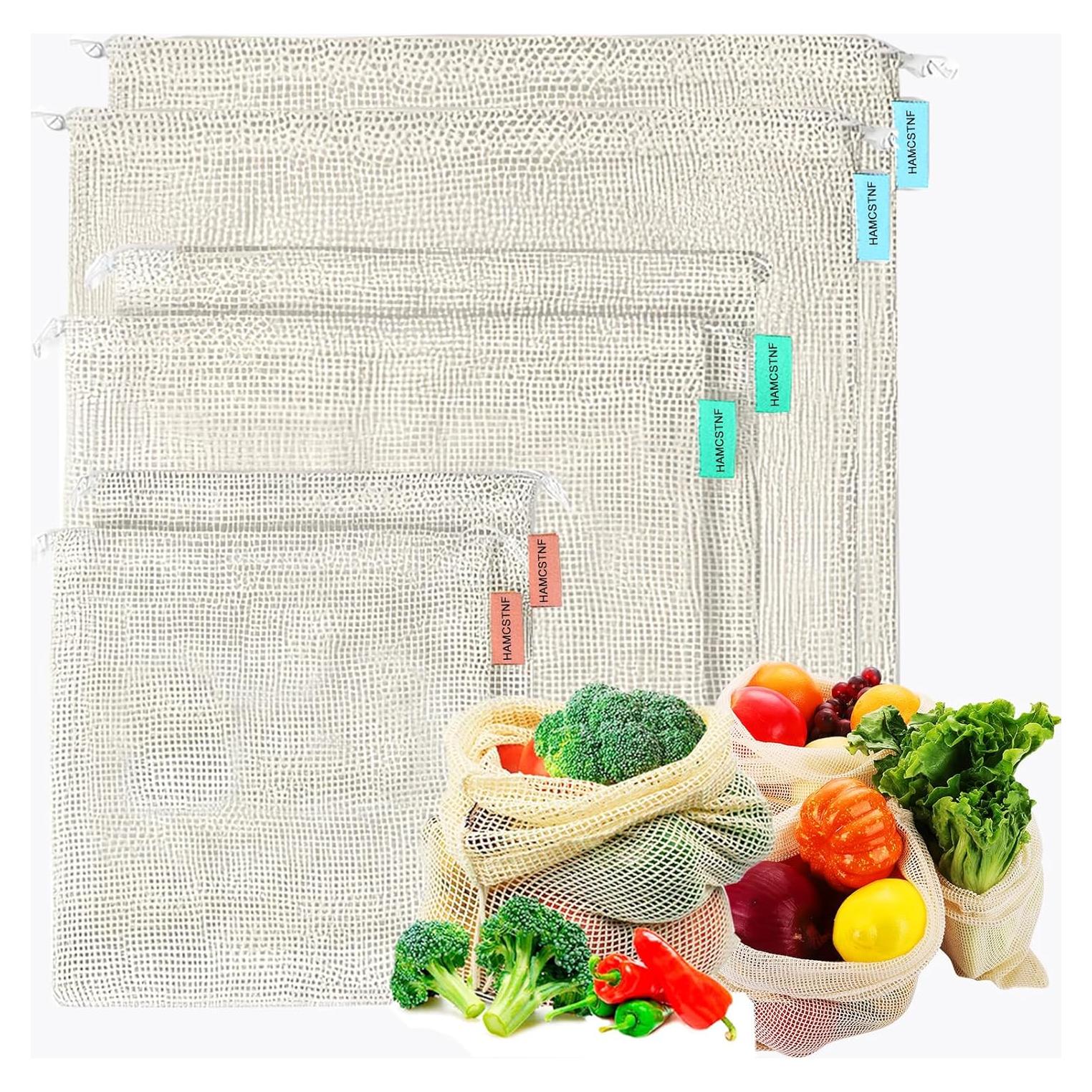 Bolsas de Produce Reutilizables HAMCSTNF - Algodón Natural, 6 Piezas