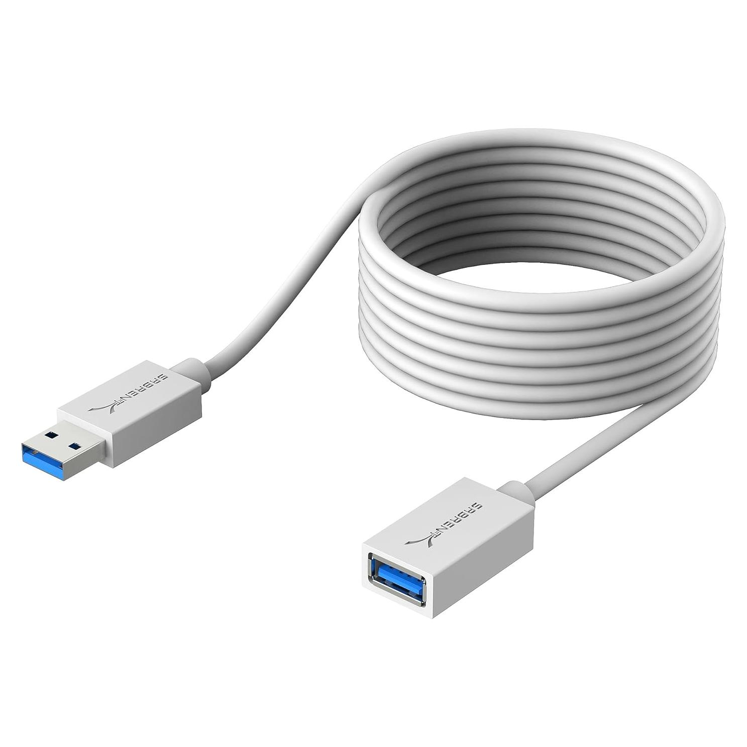 Cable de Extensión USB 3.0 Sabrent 3.05m A-Macho a A-Hembra Blanco