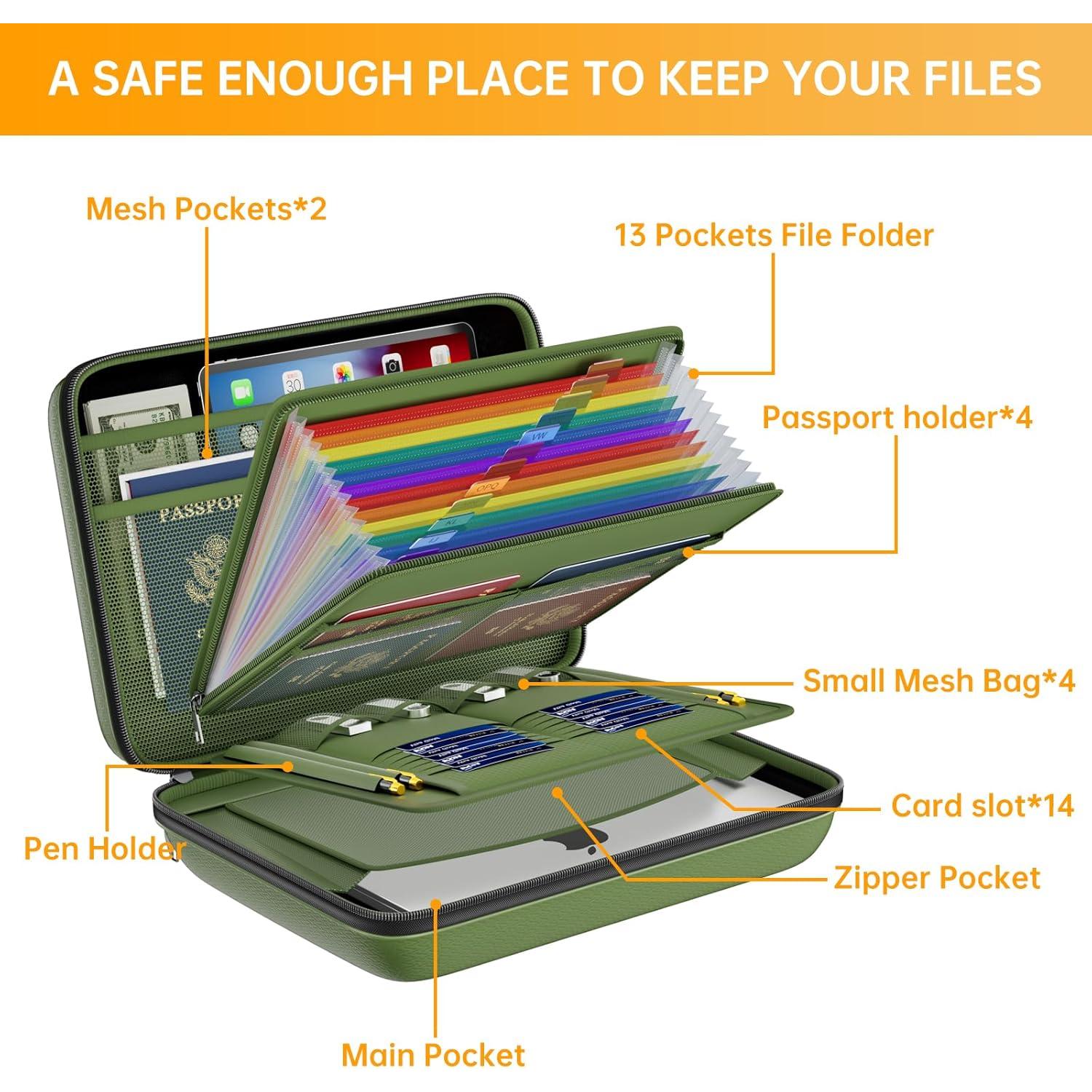 Organizador de Archivos a Prueba de Fuego DocSafe Verde 13 Bolsillos