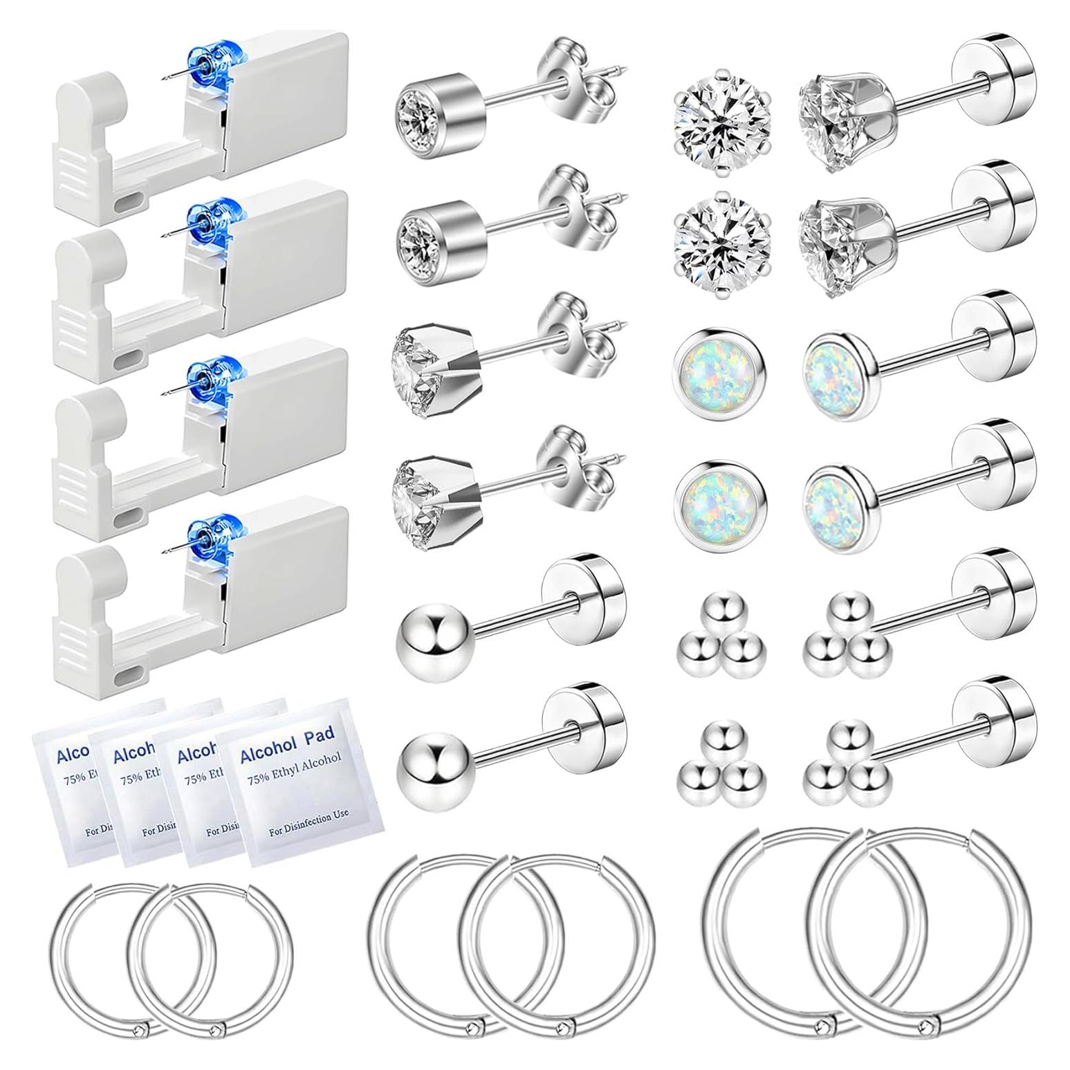 Kit de Perforación de Orejas 26 Piezas Nunpag - Incluye Aretes