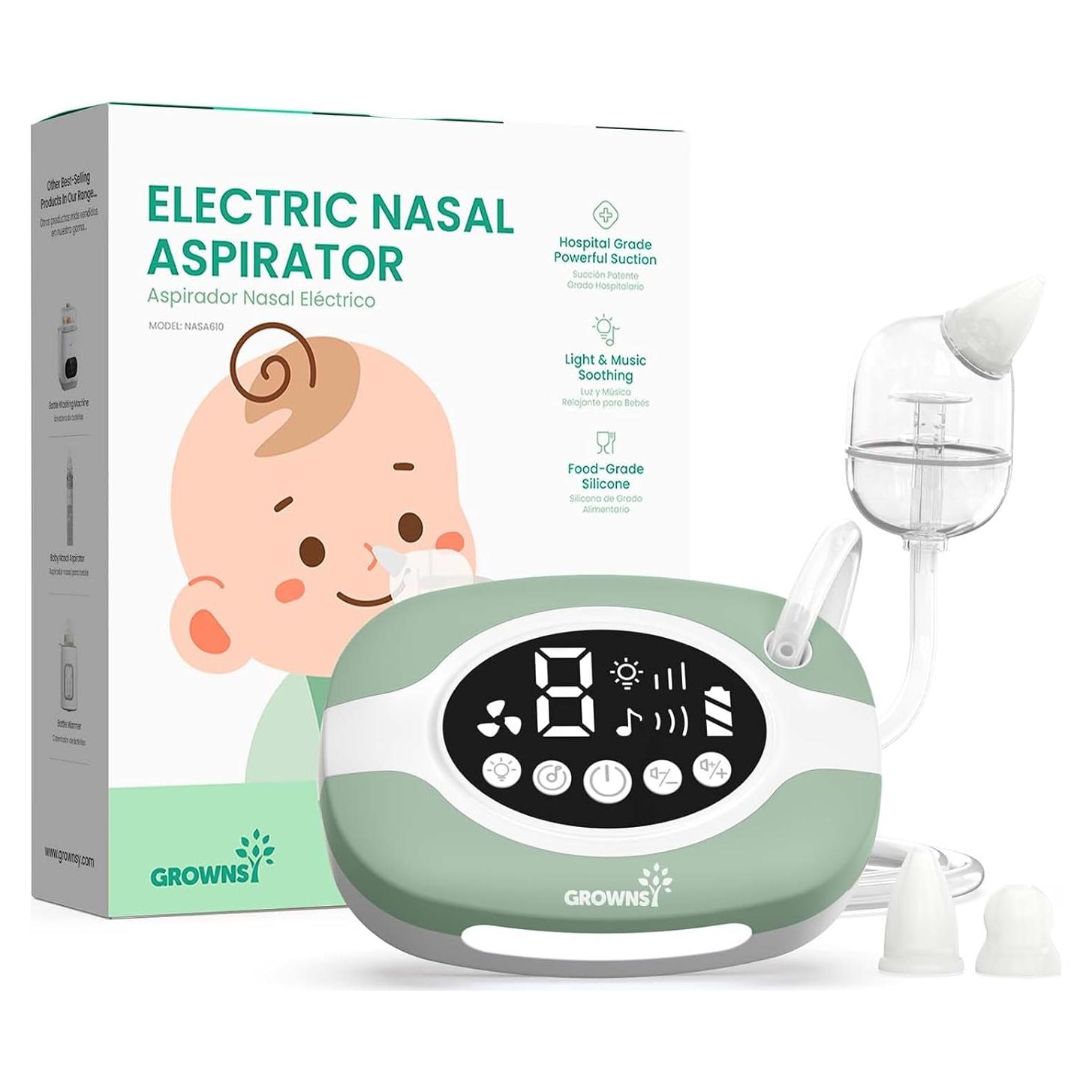 Aspirador Nasal Eléctrico GROWNSY para Bebé con Luz y Música