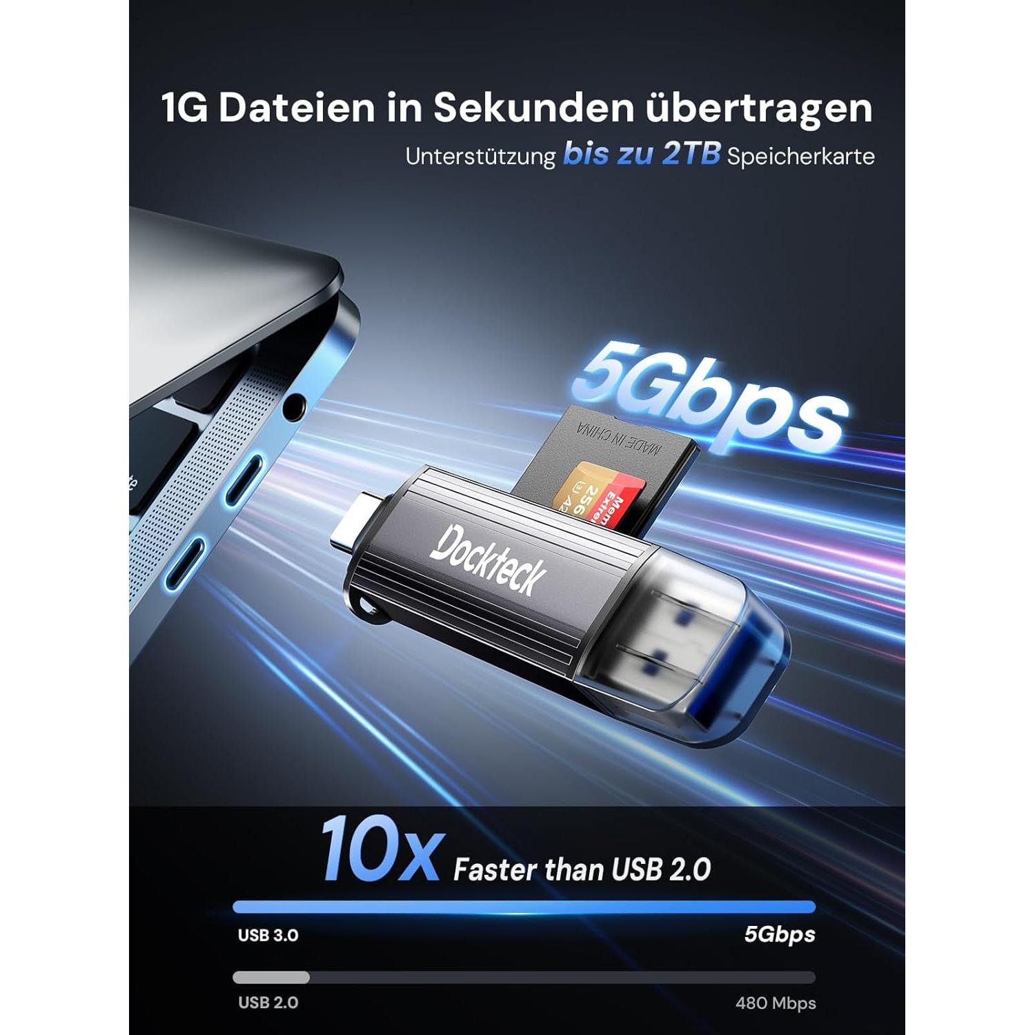 Lector de Tarjetas SD y Micro SD Dockteck USB 3.0 2 en 1