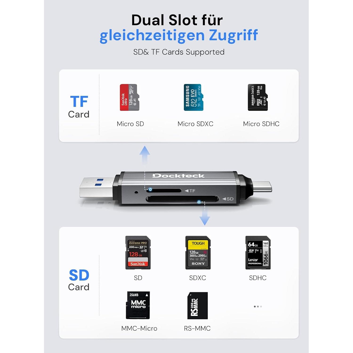 Lector de Tarjetas SD y Micro SD Dockteck USB 3.0 2 en 1