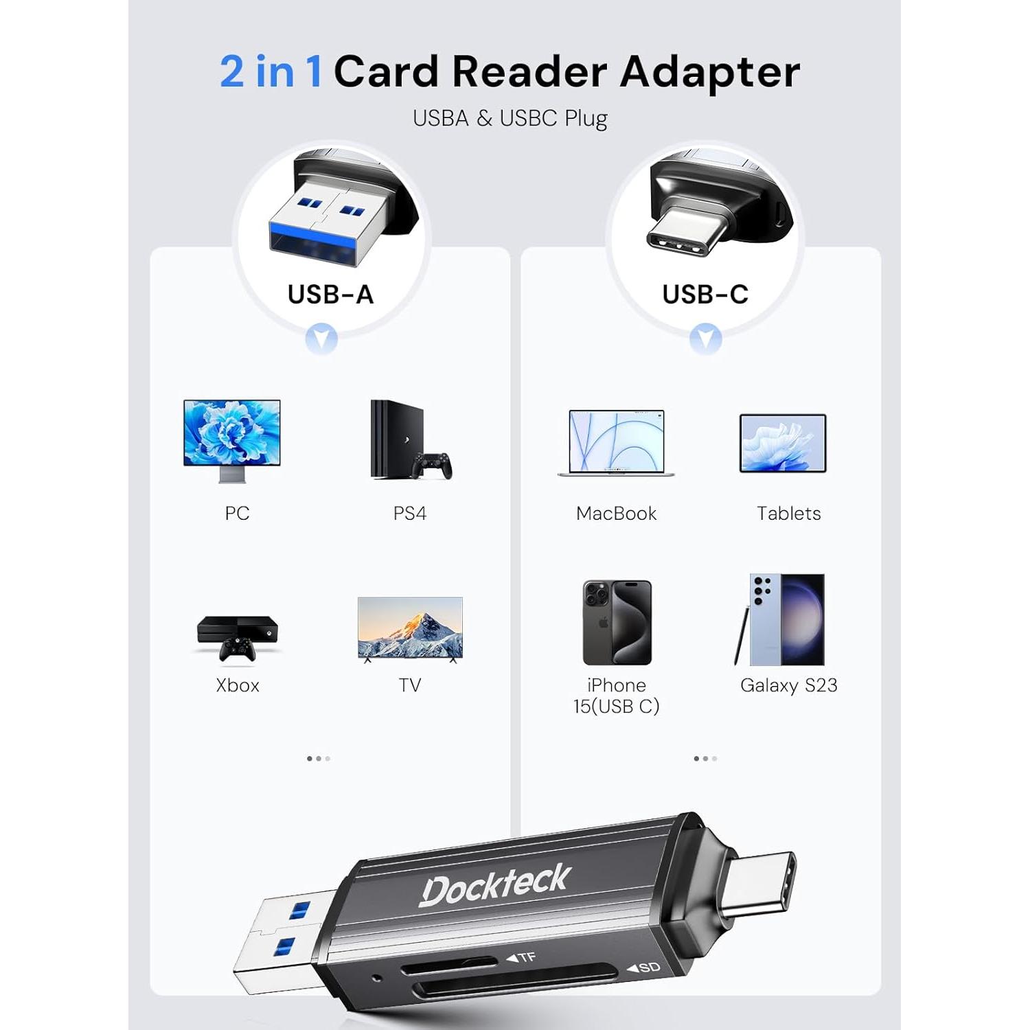 Lector de Tarjetas SD y Micro SD Dockteck USB 3.0 2 en 1