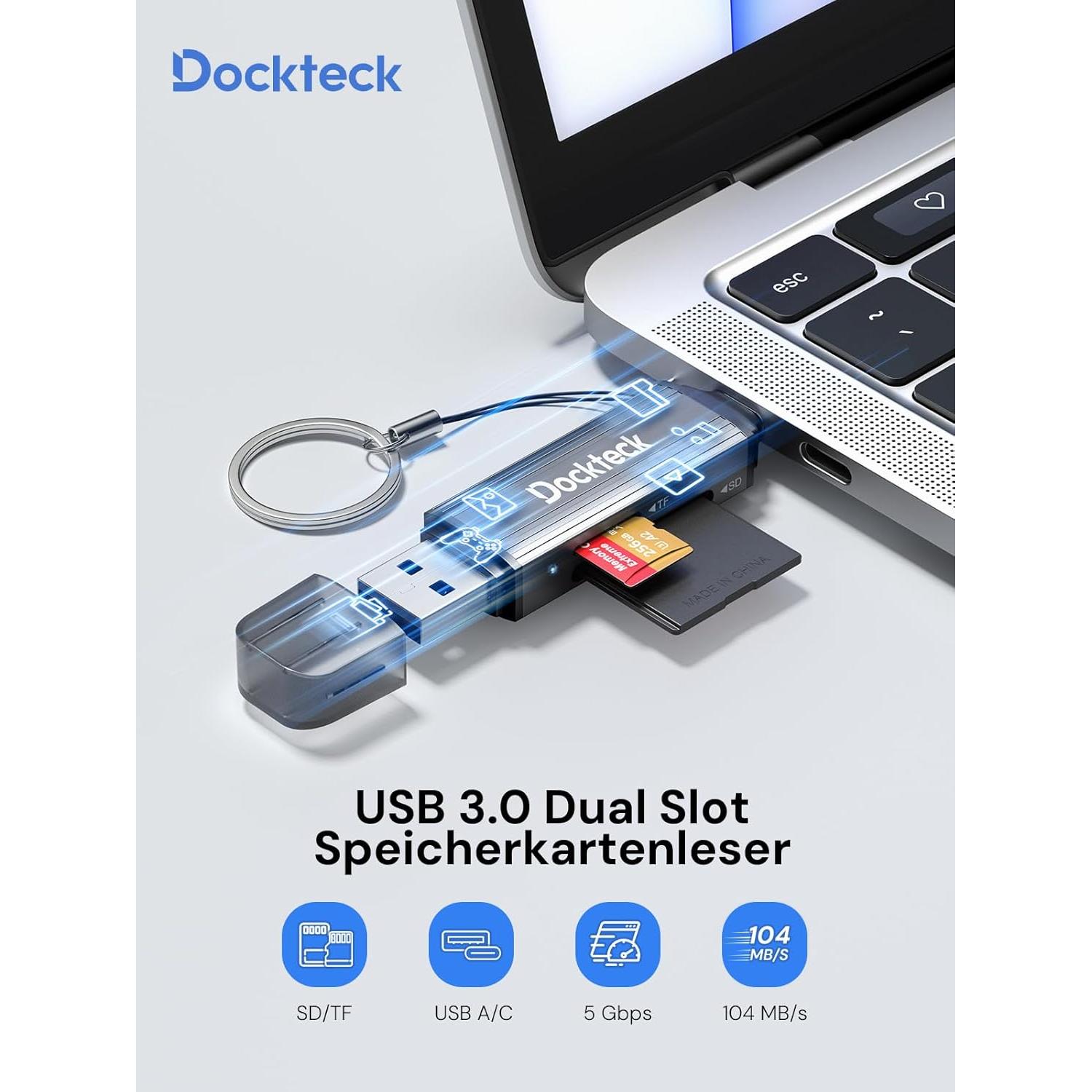 Lector de Tarjetas SD y Micro SD Dockteck USB 3.0 2 en 1