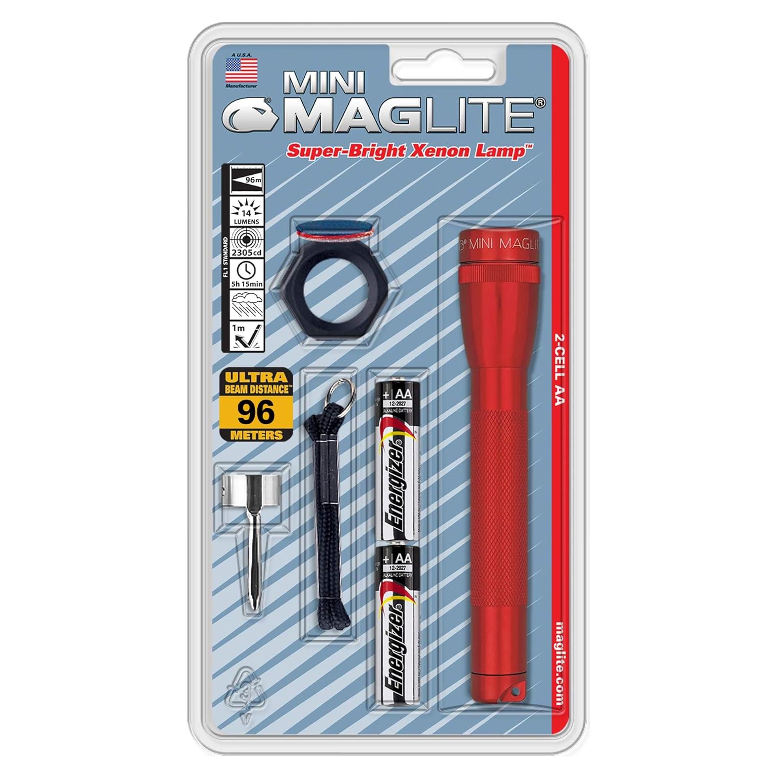 Linterna MagLite Mini AA Incandescente Roja - 14 Lúmenes