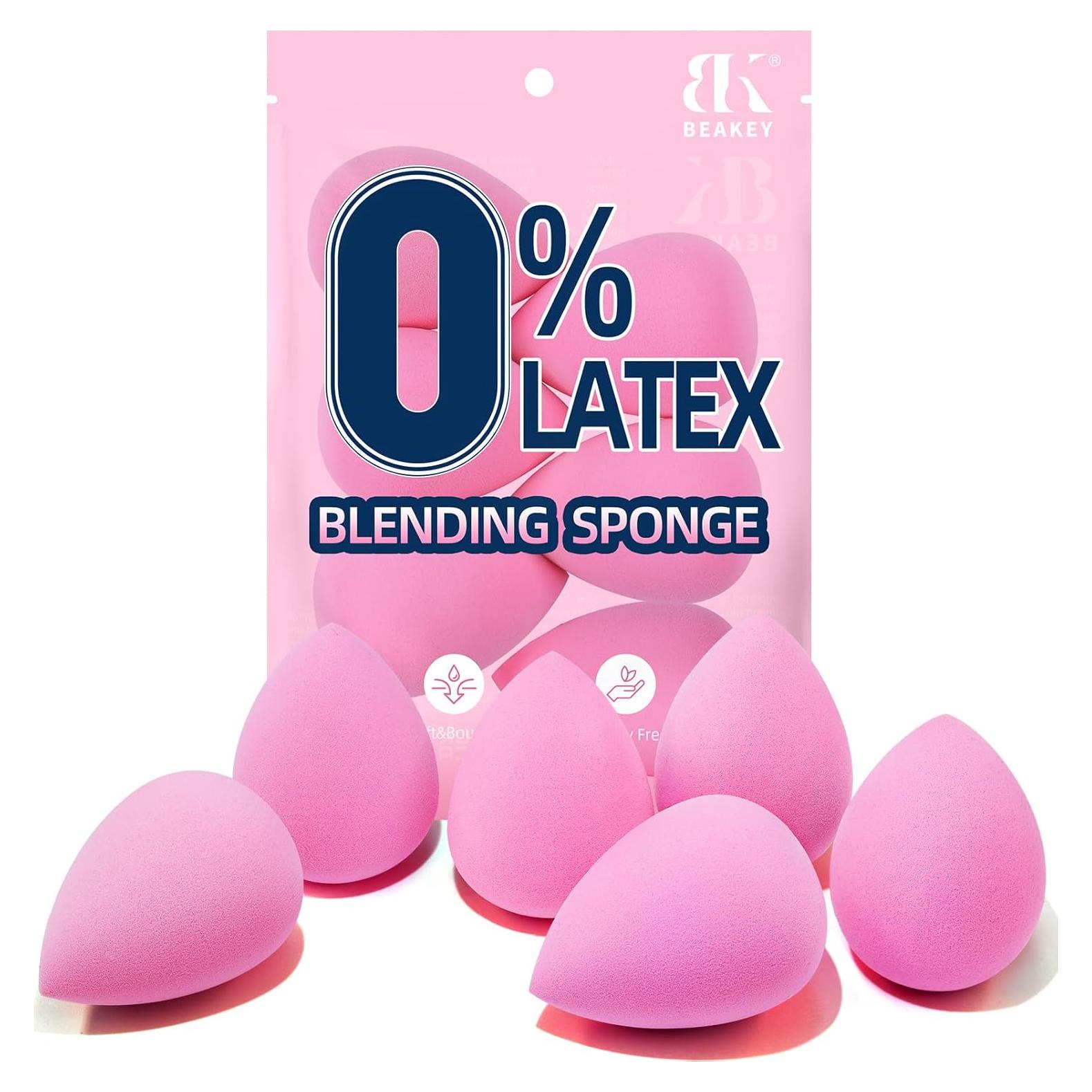 Juego de 6 Esponjas de Maquillaje BEAKEY Rosa 0% Látex