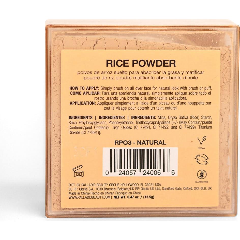 Polvo de Arroz Palladio Natural 17g - Fijador Matificante