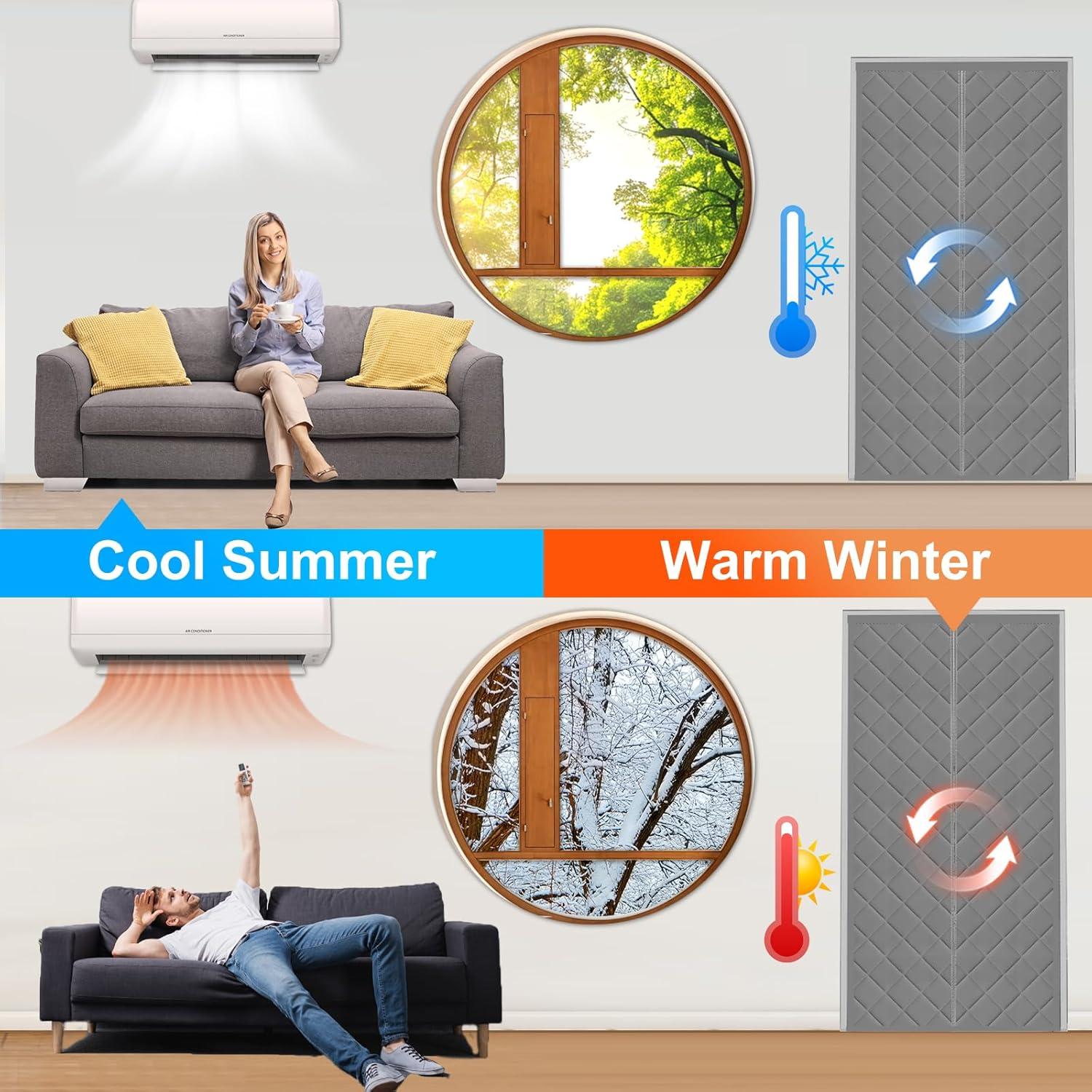 Cortina Aislante de Puerta BONLACES 91x203 cm Gris Térmica