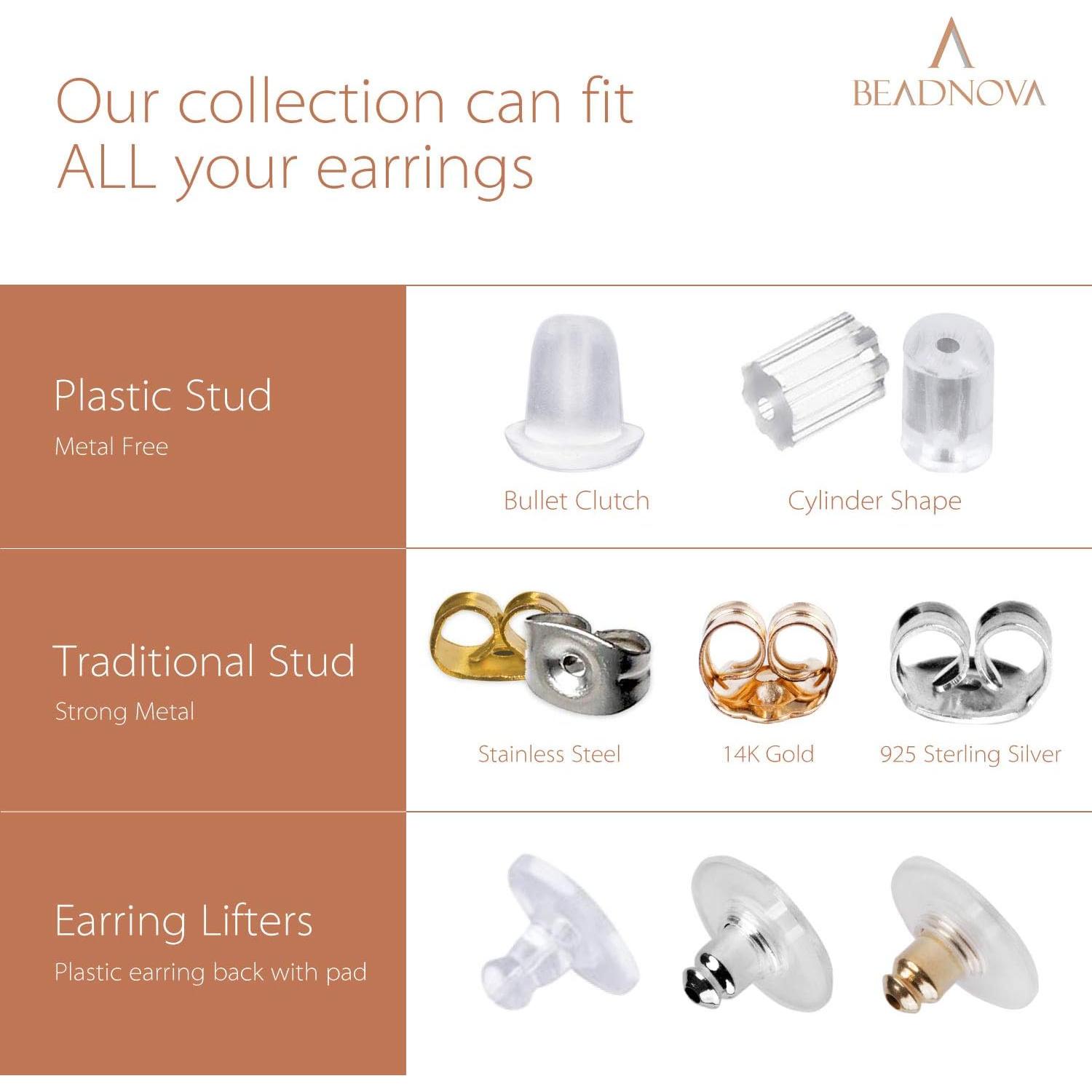 Respaldo de Pendientes BEADNOVA Goma Transparente 1000 pcs