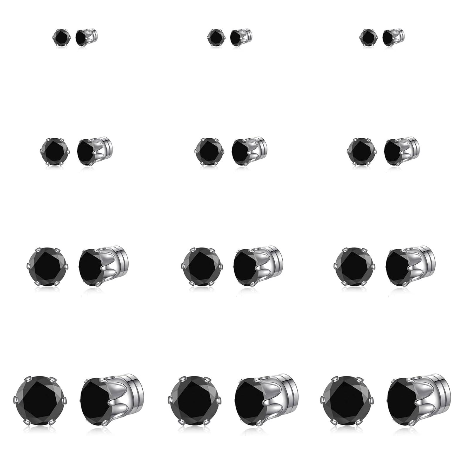 Set de 12 Aretes Magnéticos Spiritlele Circonita 4-7mm