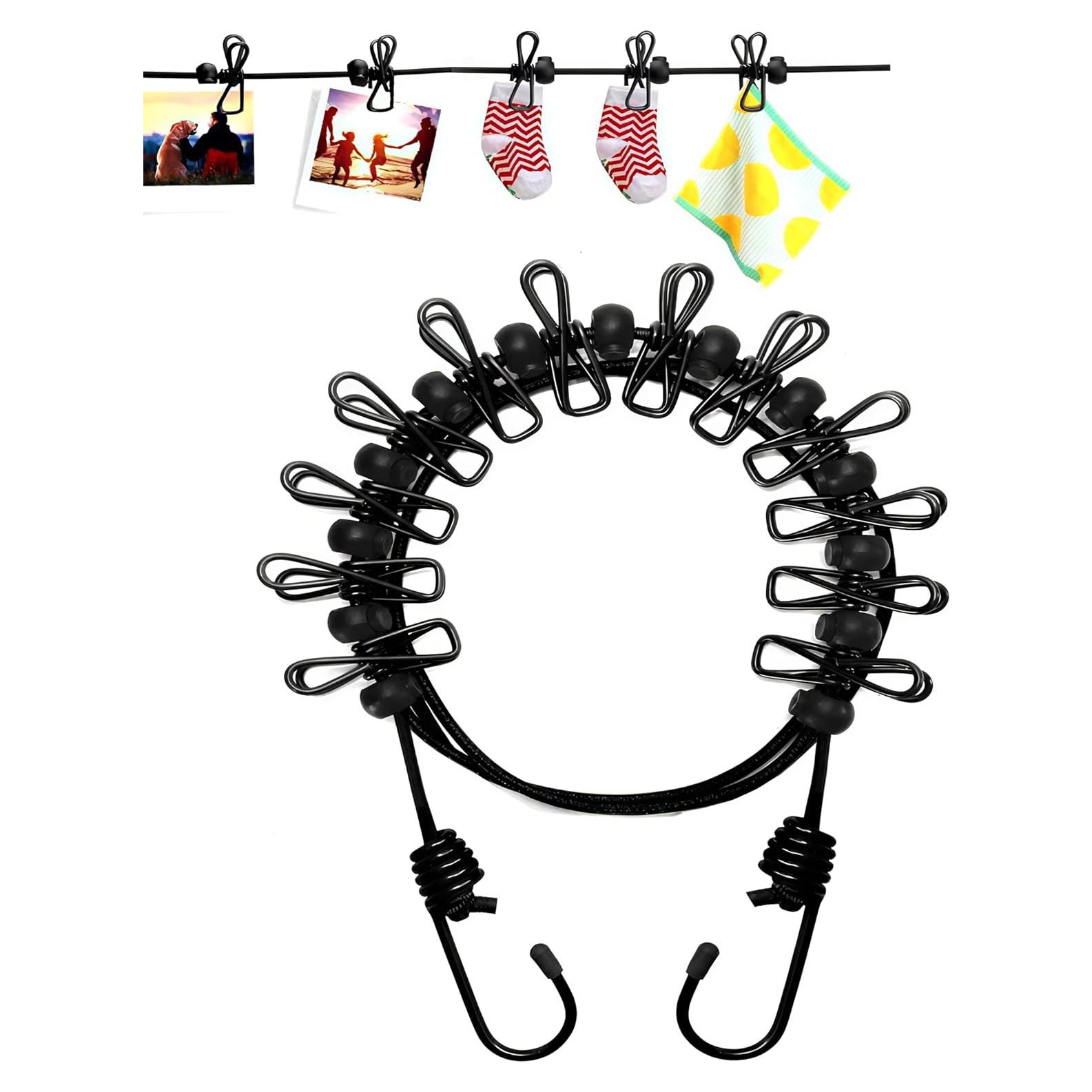 Cuerda de Ropa Portátil BanYakong 3.66m con 12 Pinzas Negra