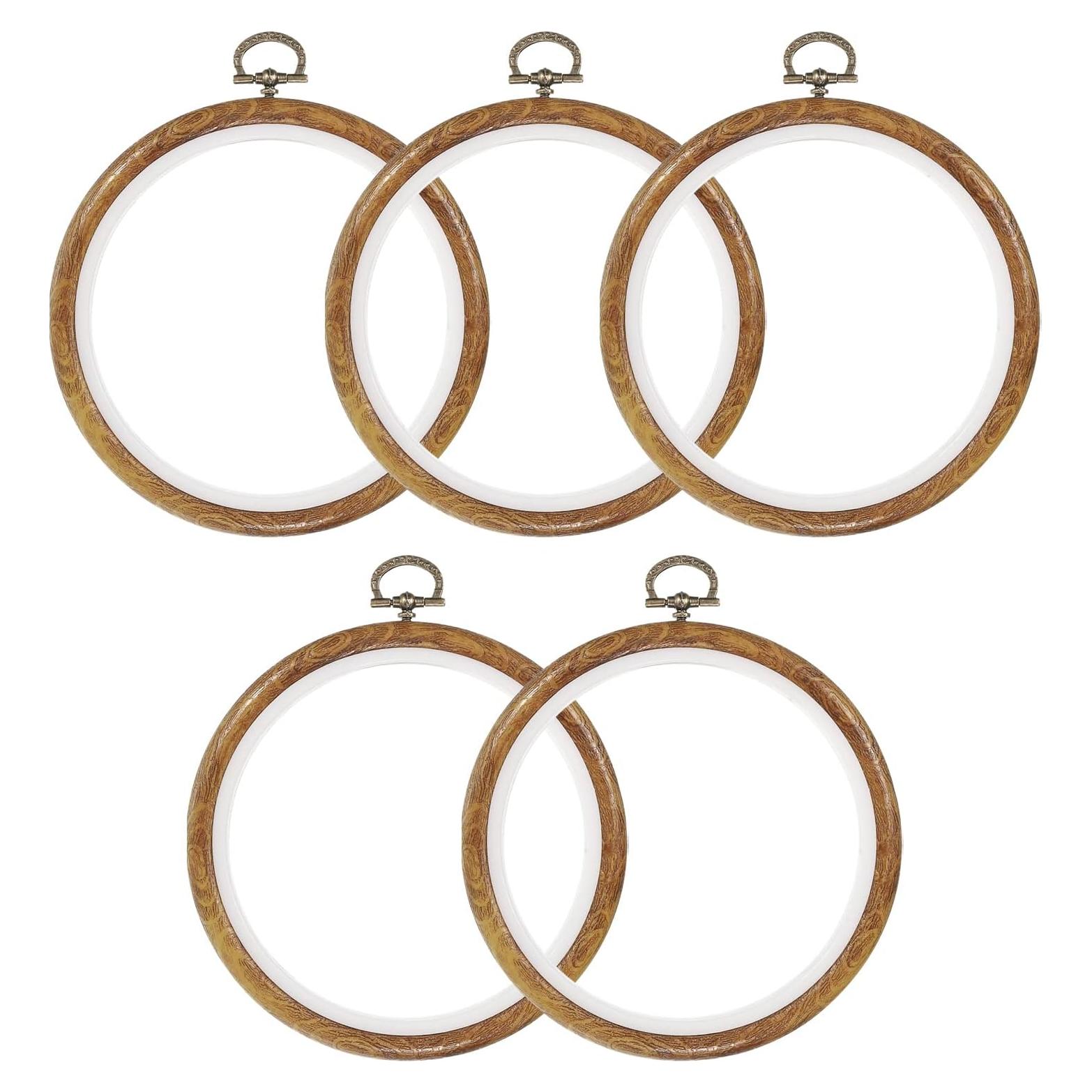 Aros de Bordado PATIKIL 5 Piezas 12 cm Imitación Madera