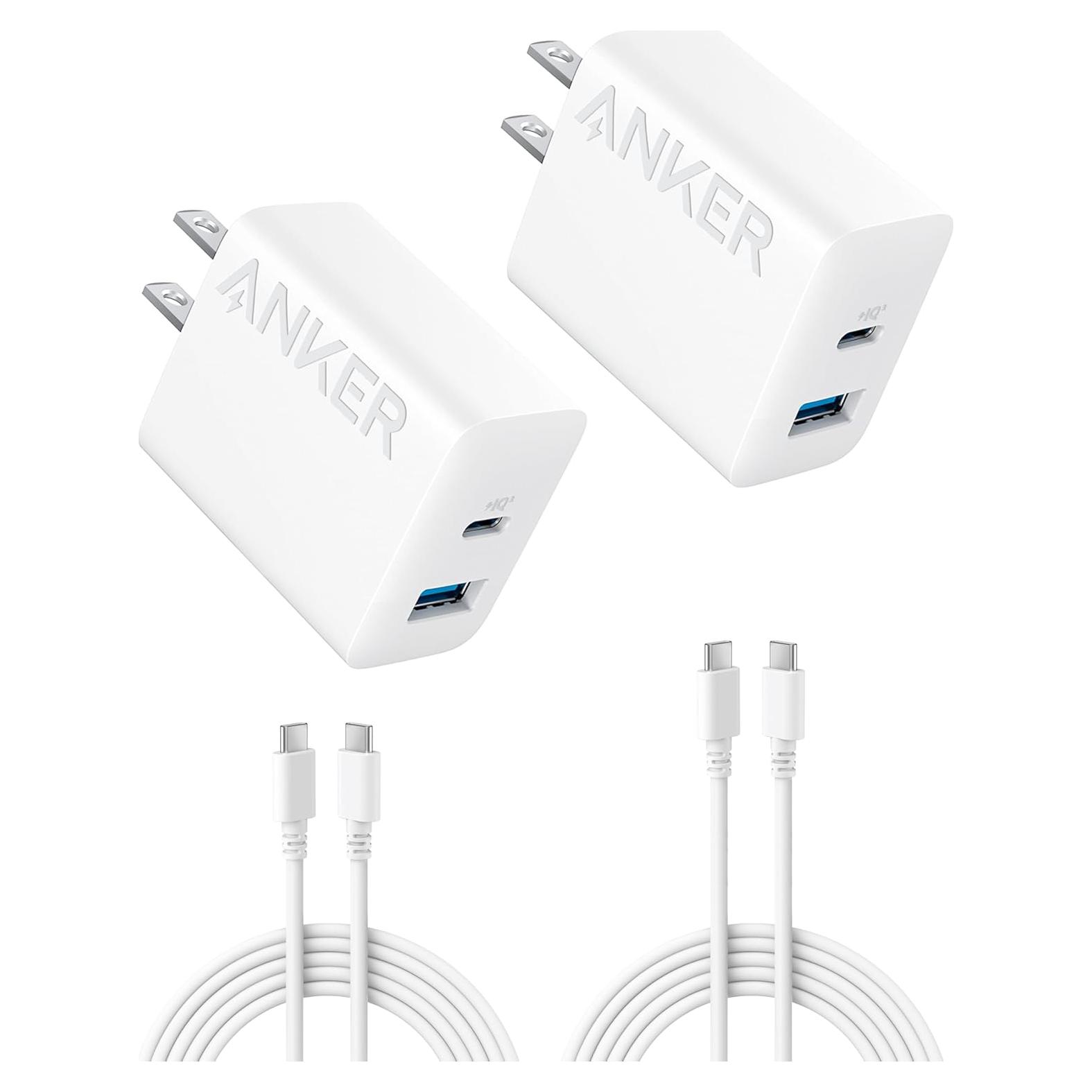 Cargador Rápido Anker 20W USB-C y USB-A, Paquete de 2