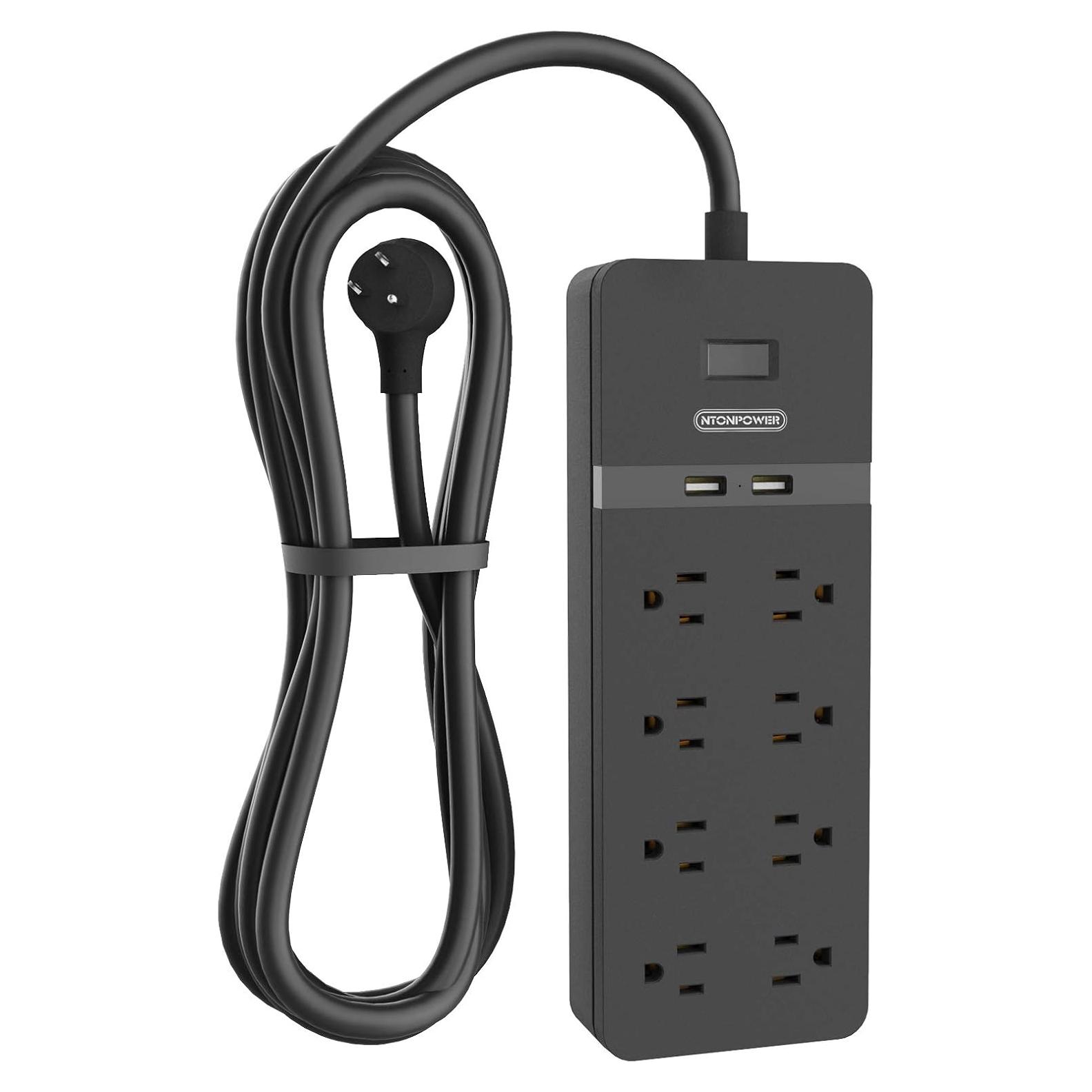 Cable de Extensión 7.62m NTONPOWER 8 Salidas USB Negro