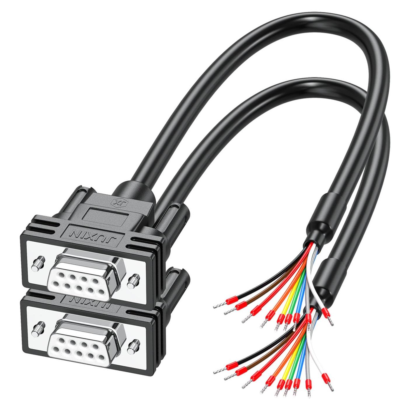 Paquete de 2 Conectores DB9 Femenino a Cable Desnudo 40cm