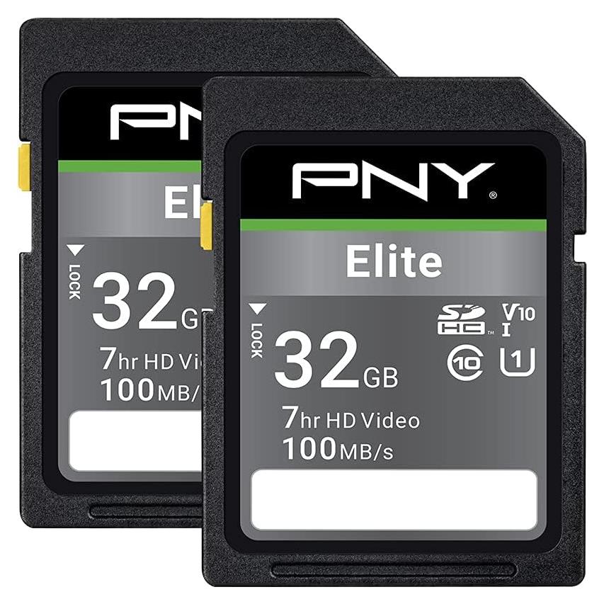 Tarjeta de Memoria PNY 32GB SDHC Clase 10 U1 V10 - Paquete de 2