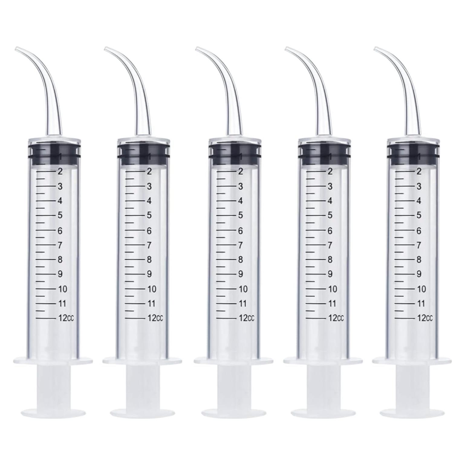 Jeringas Dentales HiMo 12ml Paquete de 5 con Punta Curvada