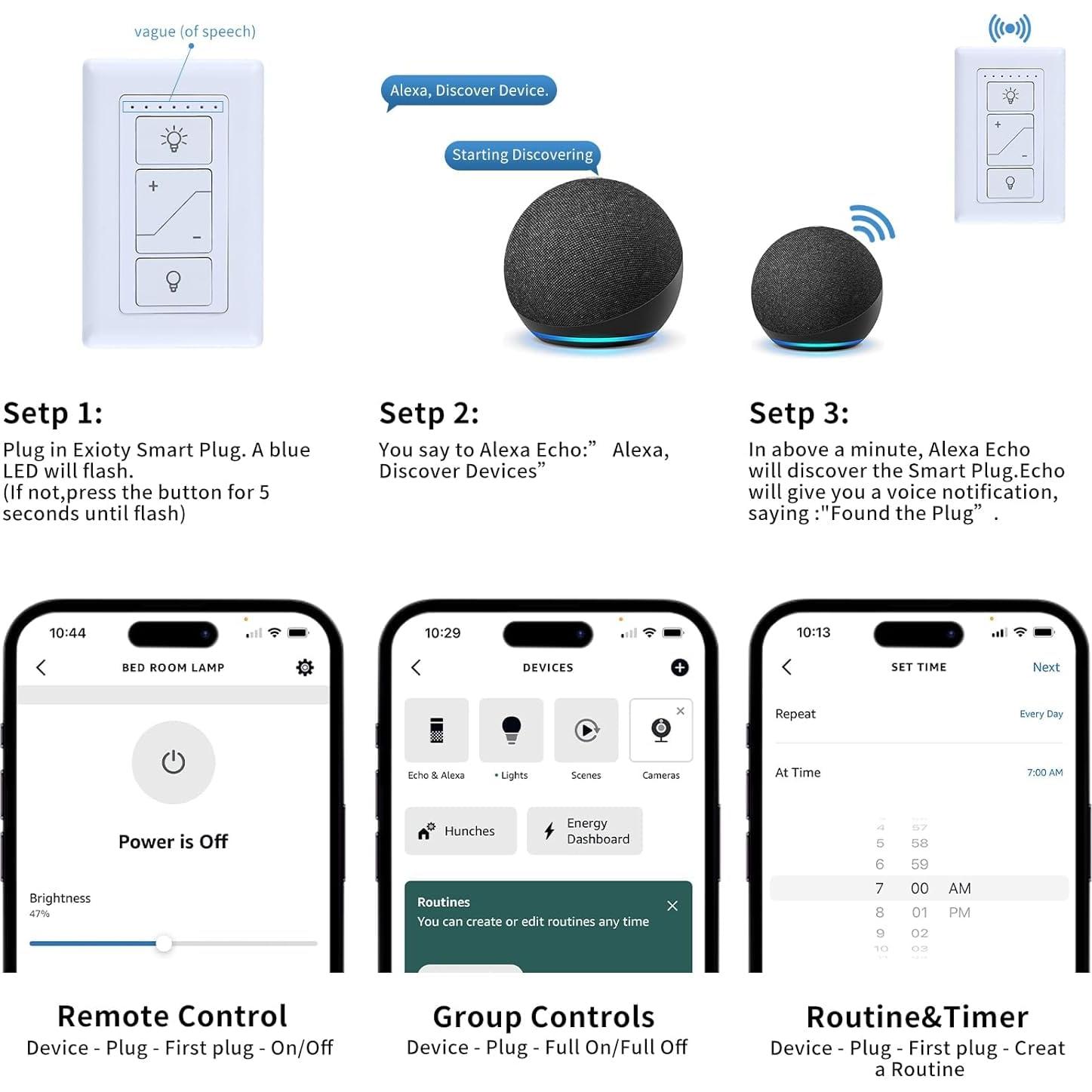 Atenuador de lámpara Smart-Dimmer-Switch con control remoto