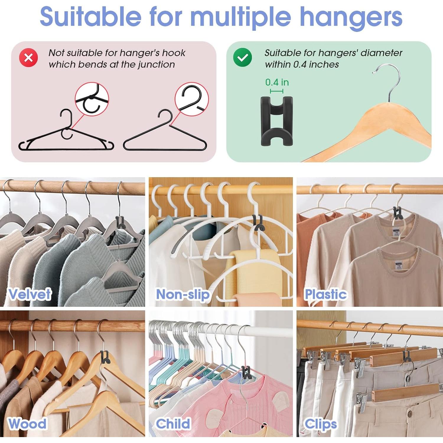 80 Ganchos Conectores para Perchas Besslly Ahorro Espacio Negro