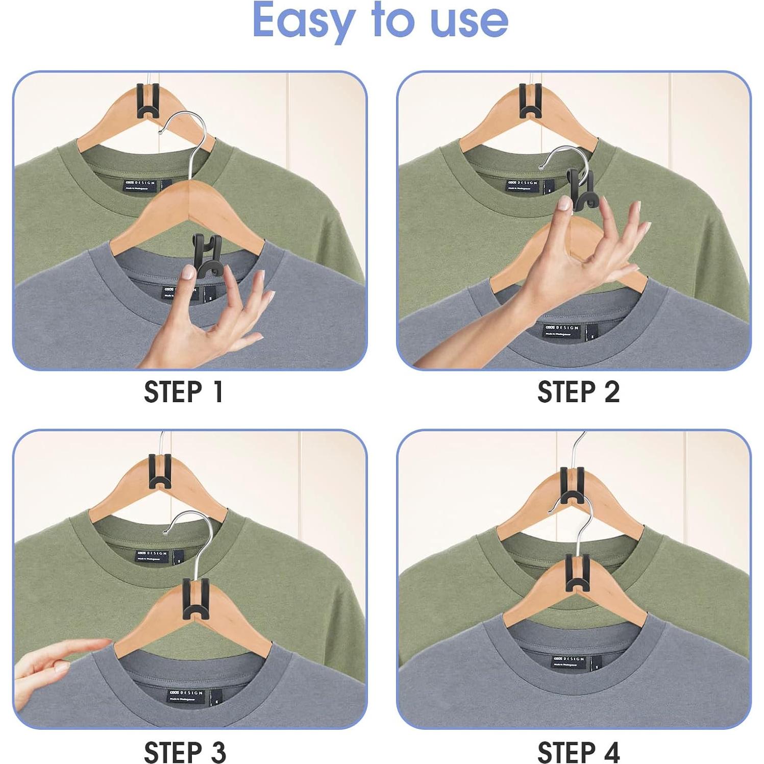 80 Ganchos Conectores para Perchas Besslly Ahorro Espacio Negro