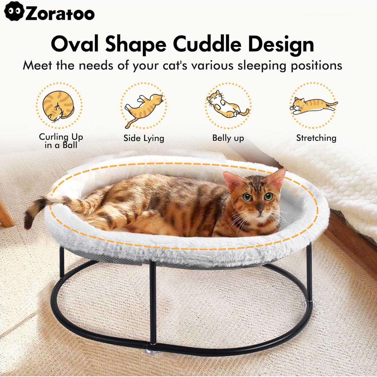 Cama Hamaca Elevada para Gatos Zoratoo Ovalada Gris 60x43.8cm