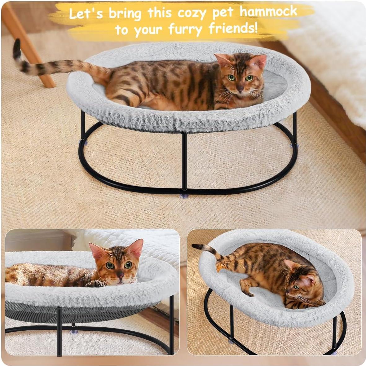 Cama Hamaca Elevada para Gatos Zoratoo Ovalada Gris 60x43.8cm