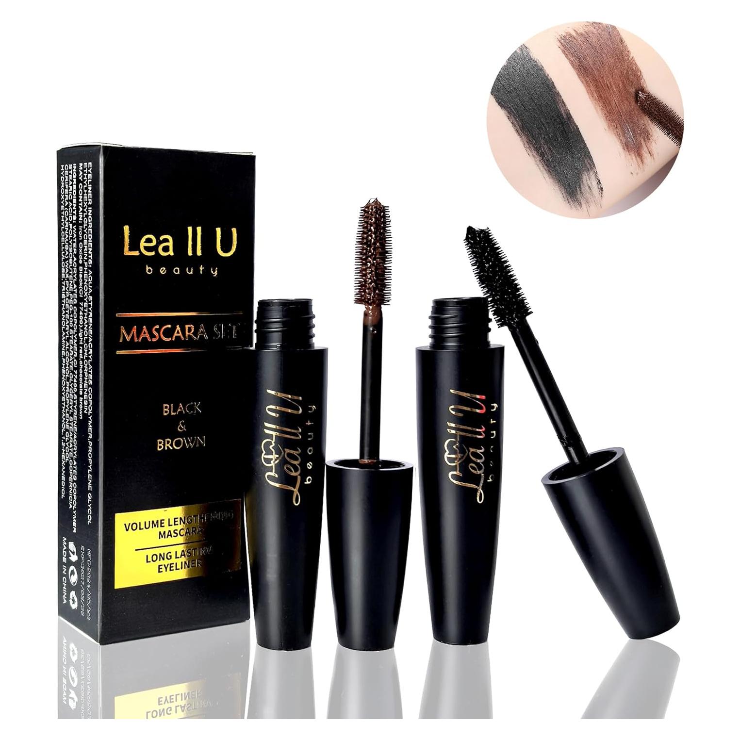 Set de Máscaras Lea ll U 2 Piezas Volumen Alto Marrón y Negro