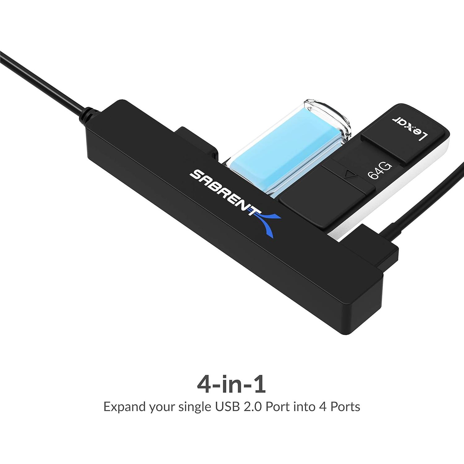 Hub USB 2.0 Sabrent HB-MCRM Portátil 4 Puertos 28g