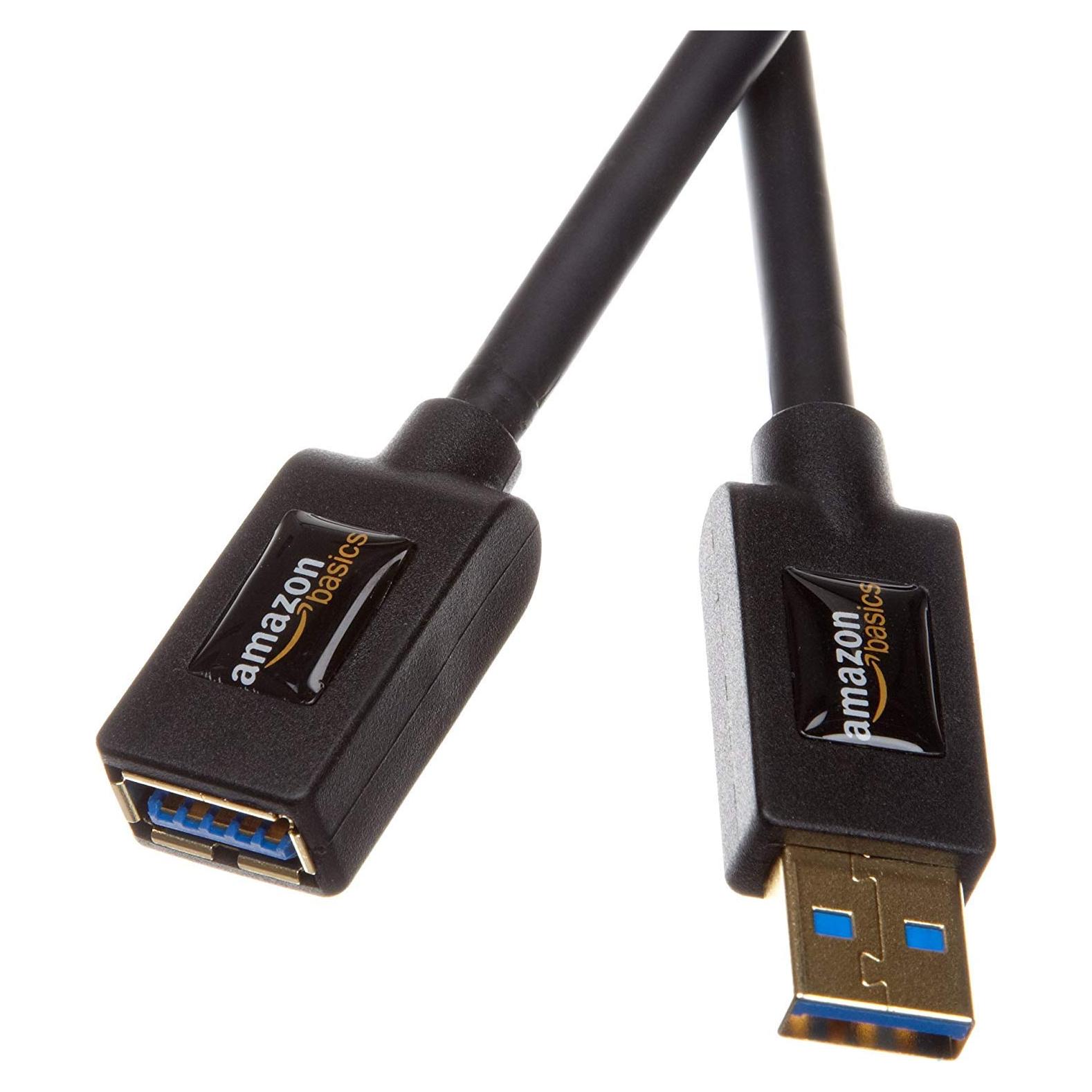 Cable de extensión USB 3.0 Amazon Basics 1 metro negro
