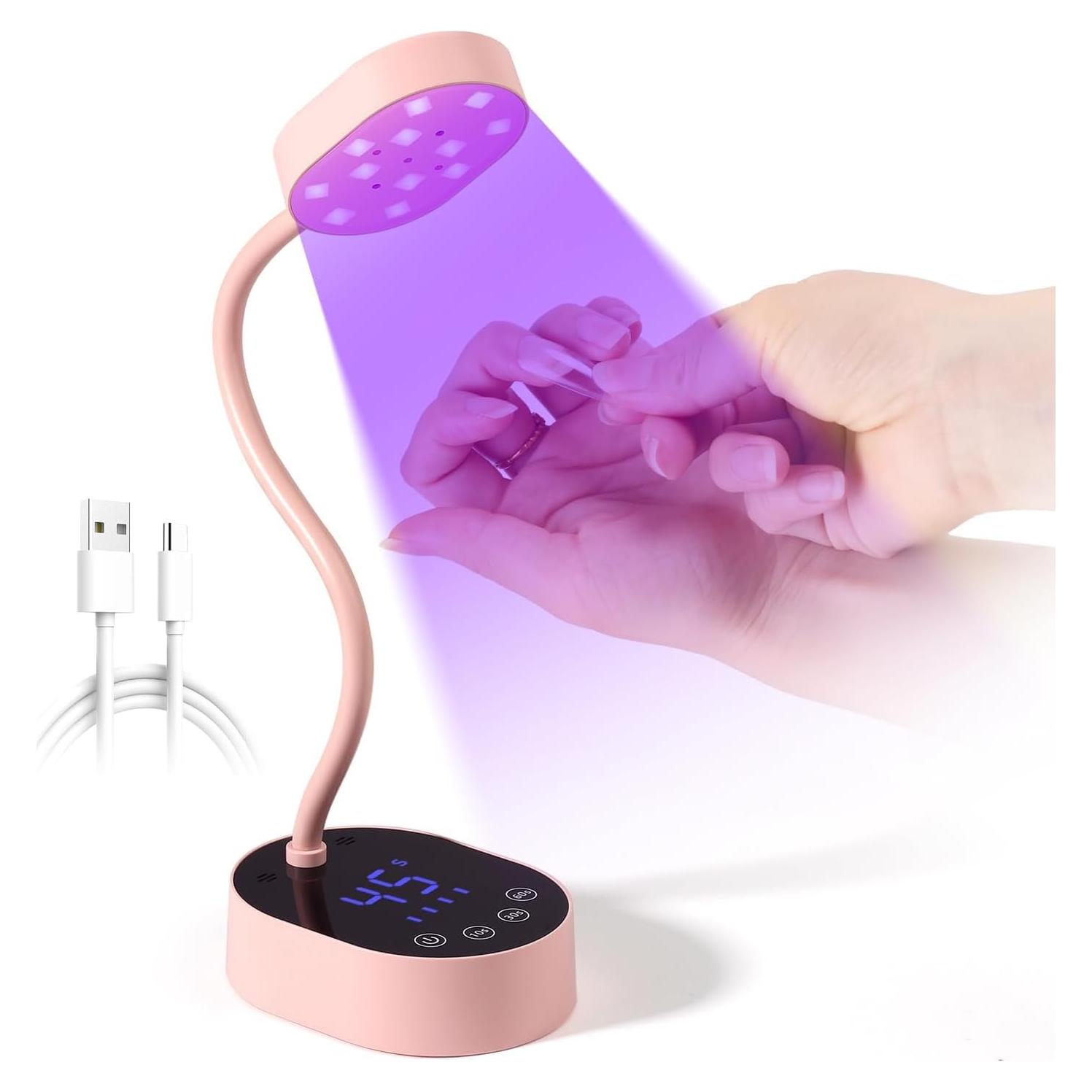 Lámpara UV Recargable AORAEM 36W Cuello de Ganso Rosa