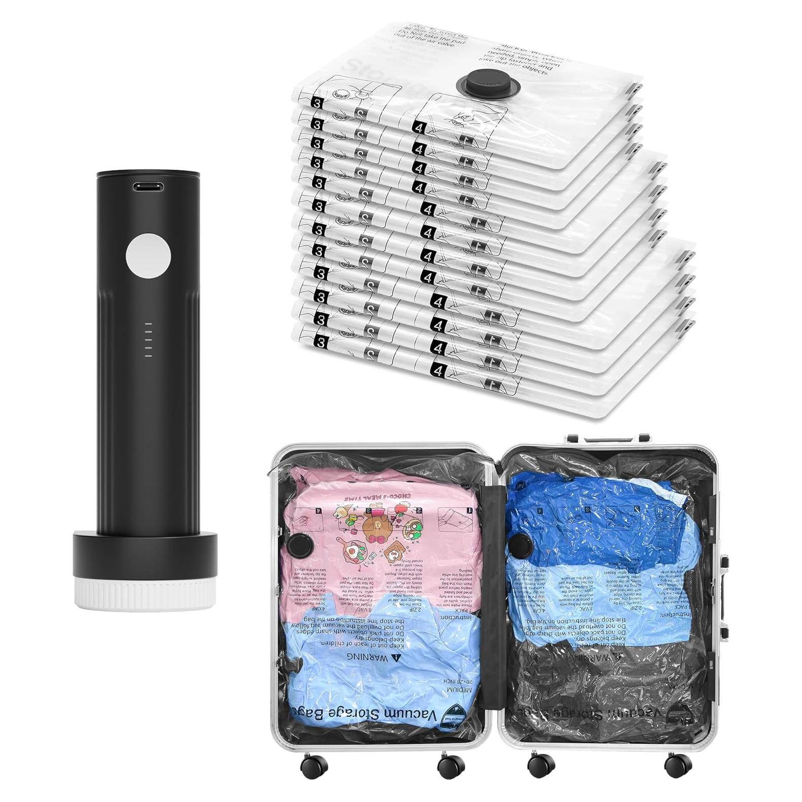 Bolsas de Vacío SUOCO 12 Combo con Bomba Eléctrica Portátil