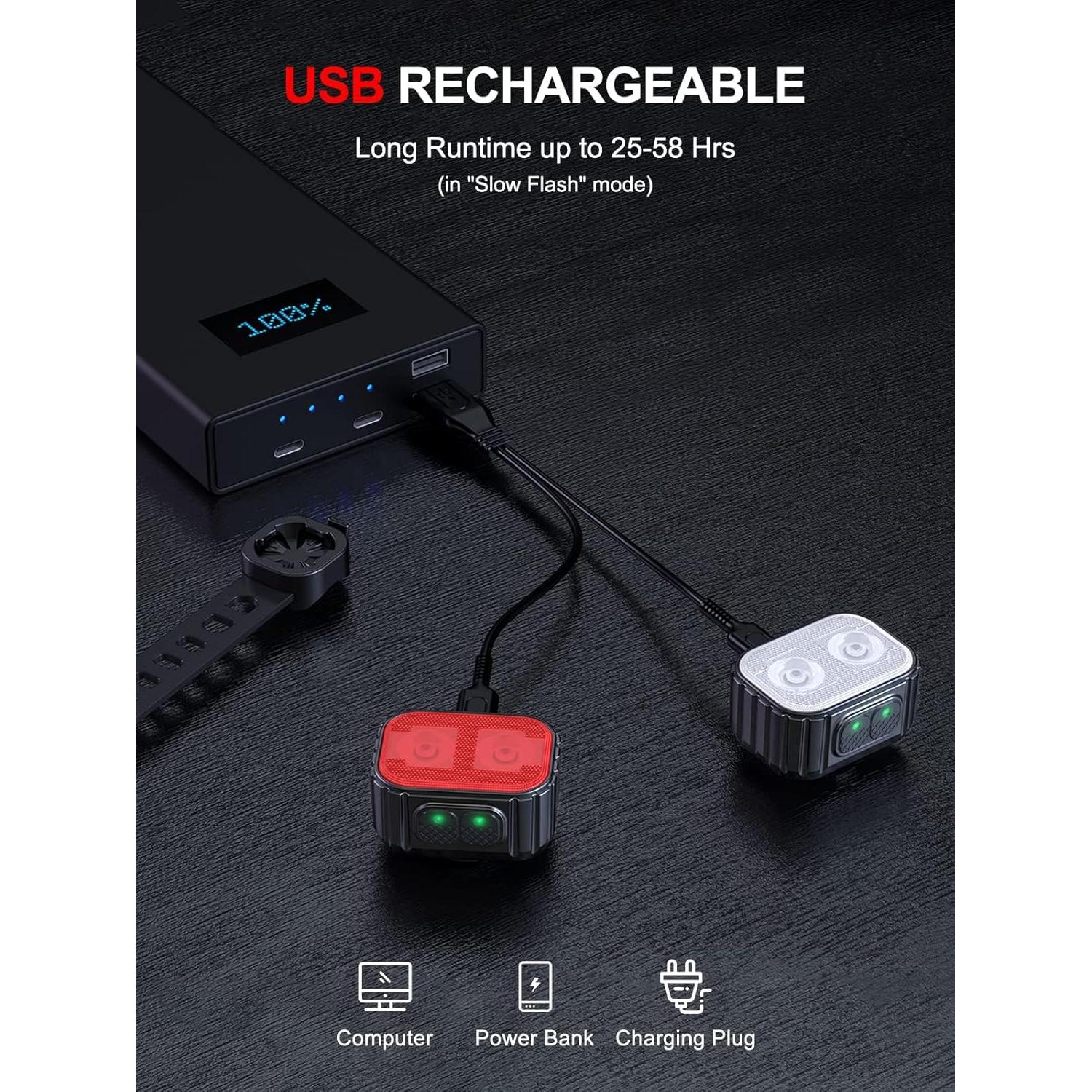 Juego de Luces de Bicicleta Cuvccn Q4 Recargables IPX6