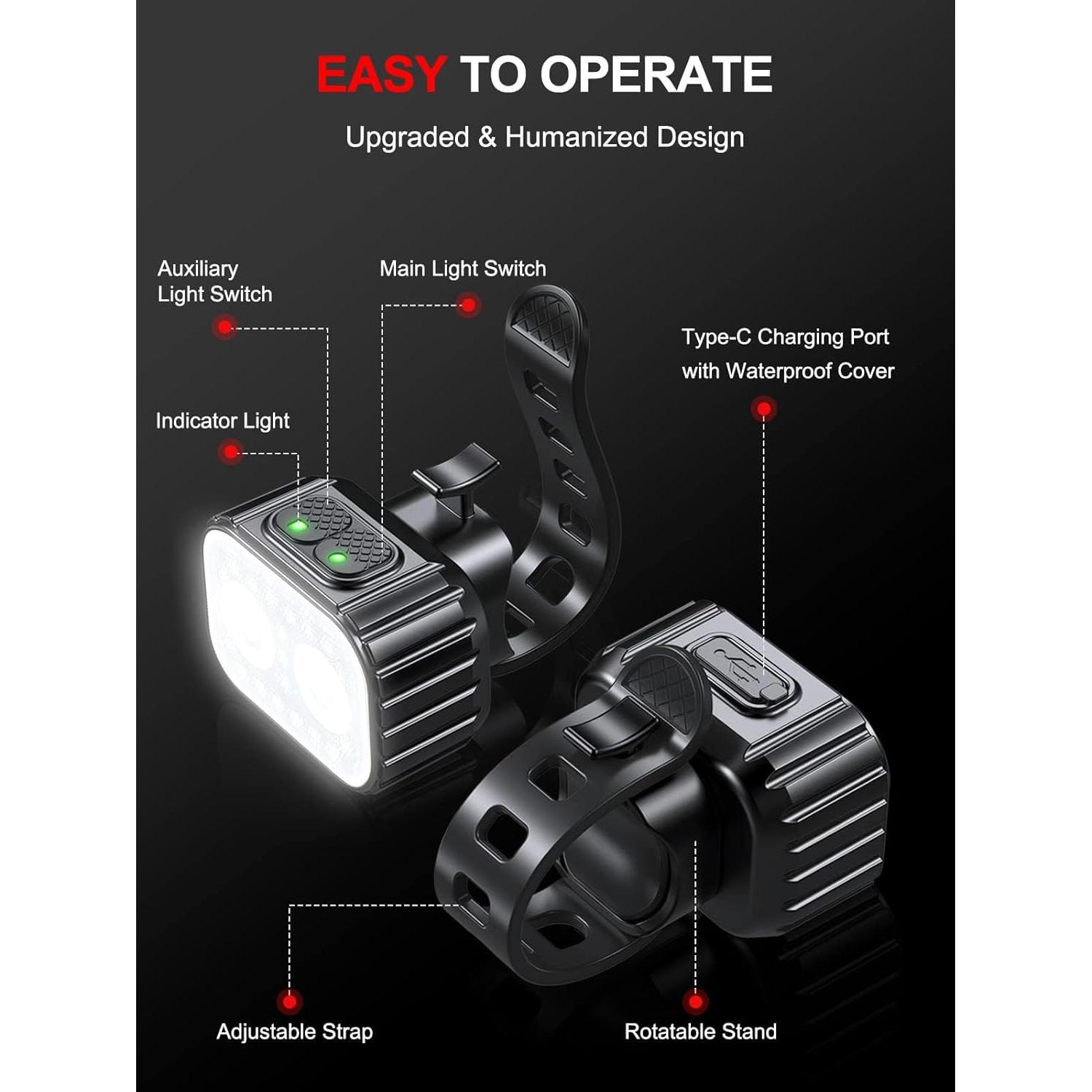 Juego de Luces de Bicicleta Cuvccn Q4 Recargables IPX6