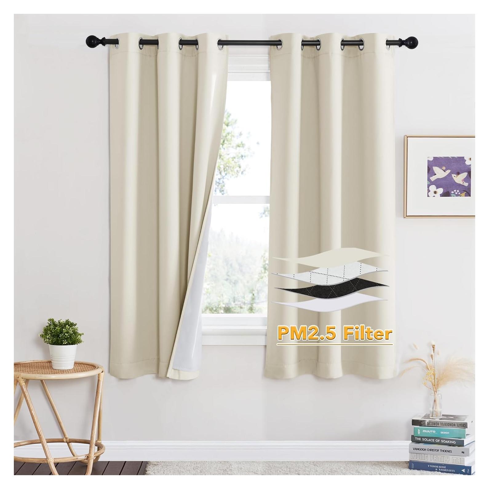 Cortinas Aislantes de Sonido RYB HOME 100% Opacas 2 Pcs Beige